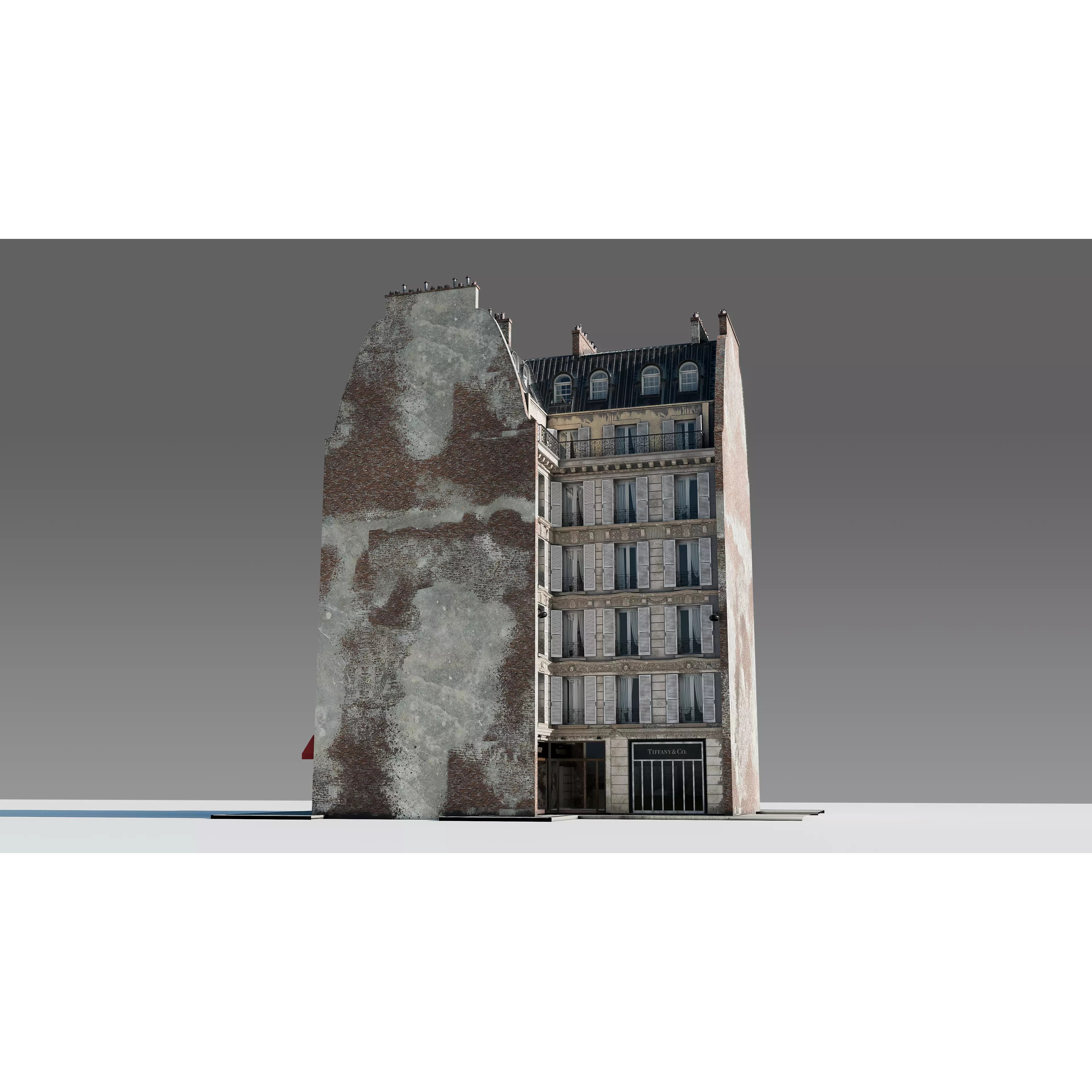 Corner Restaurant Building 3D Model – European Architecture, Blender & FBX - View 22