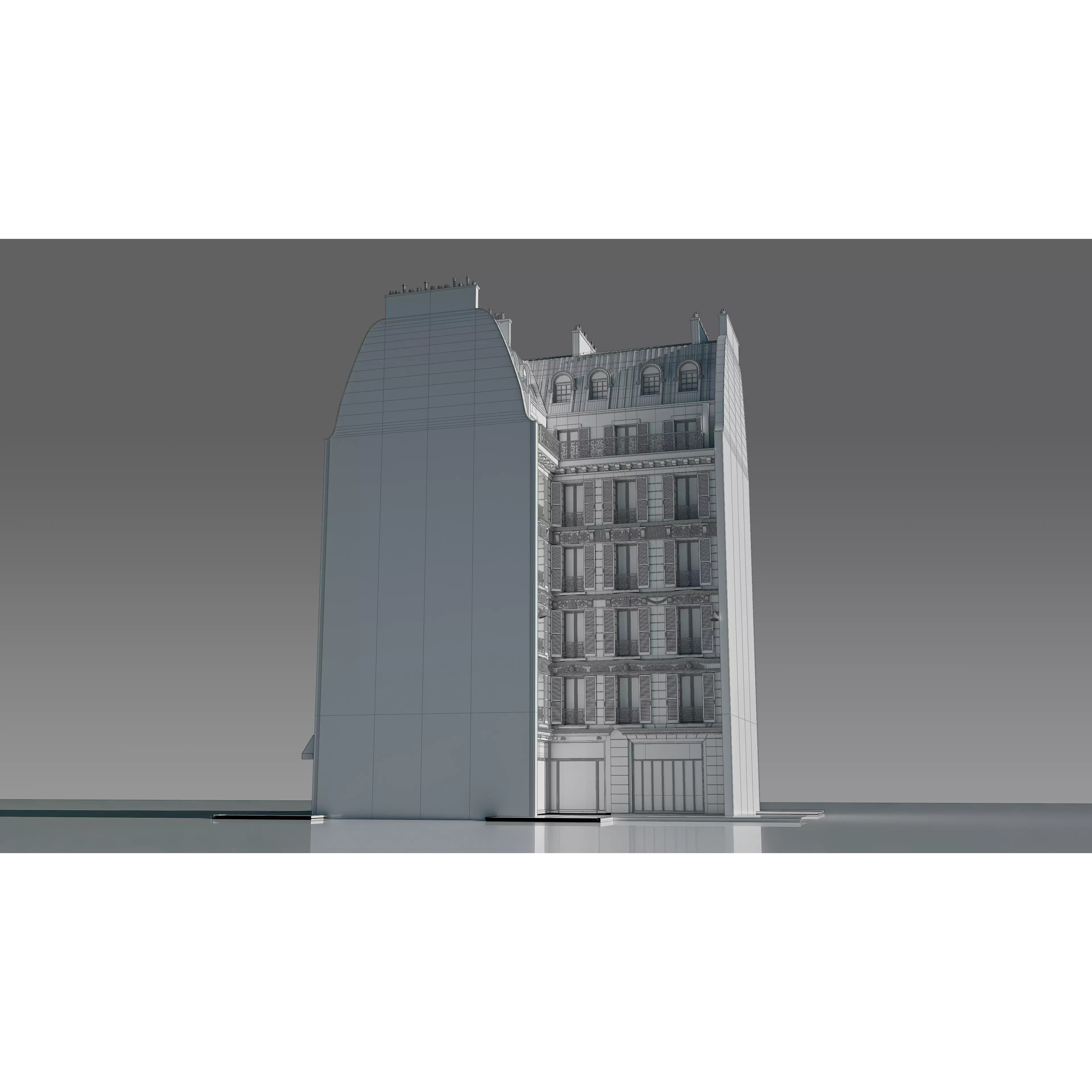 Corner Restaurant Building 3D Model – European Architecture, Blender & FBX - View 23