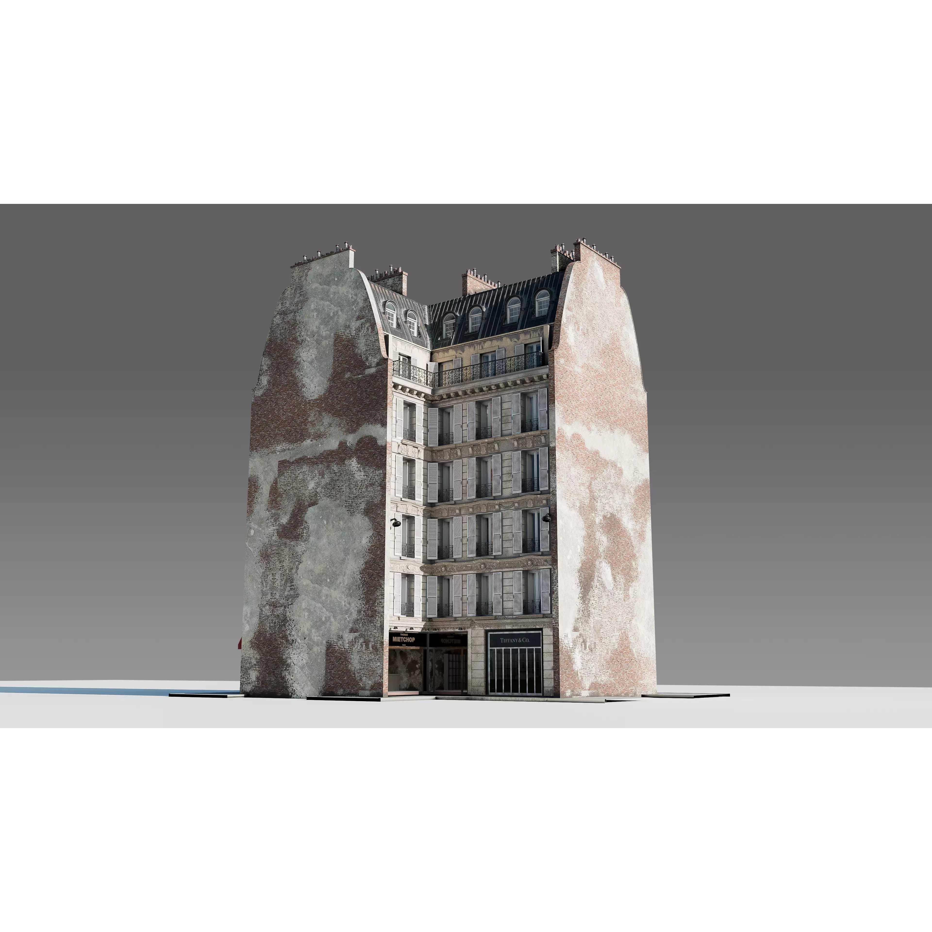 Corner Restaurant Building 3D Model – European Architecture, Blender & FBX - View 24