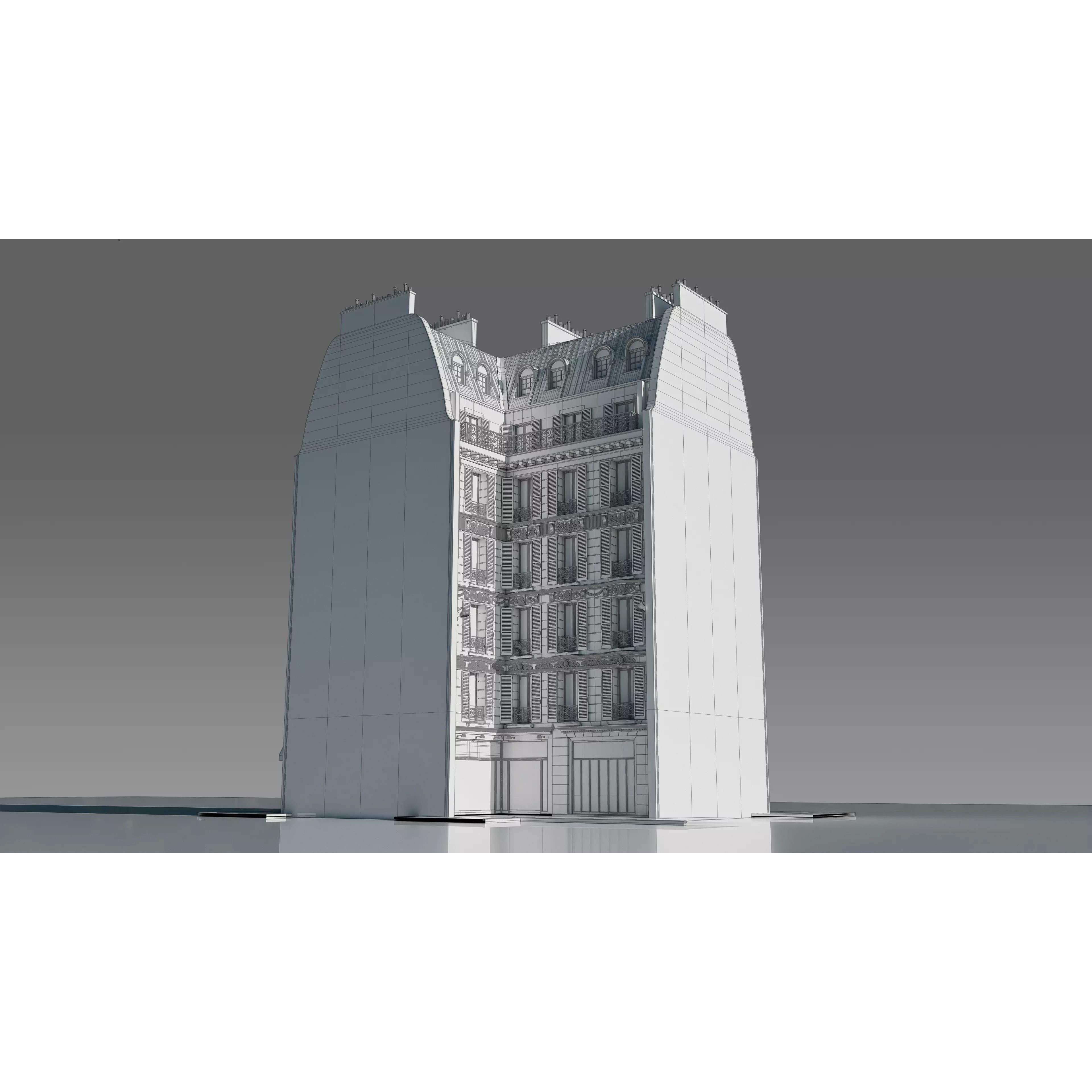 Corner Restaurant Building 3D Model – European Architecture, Blender & FBX - View 25