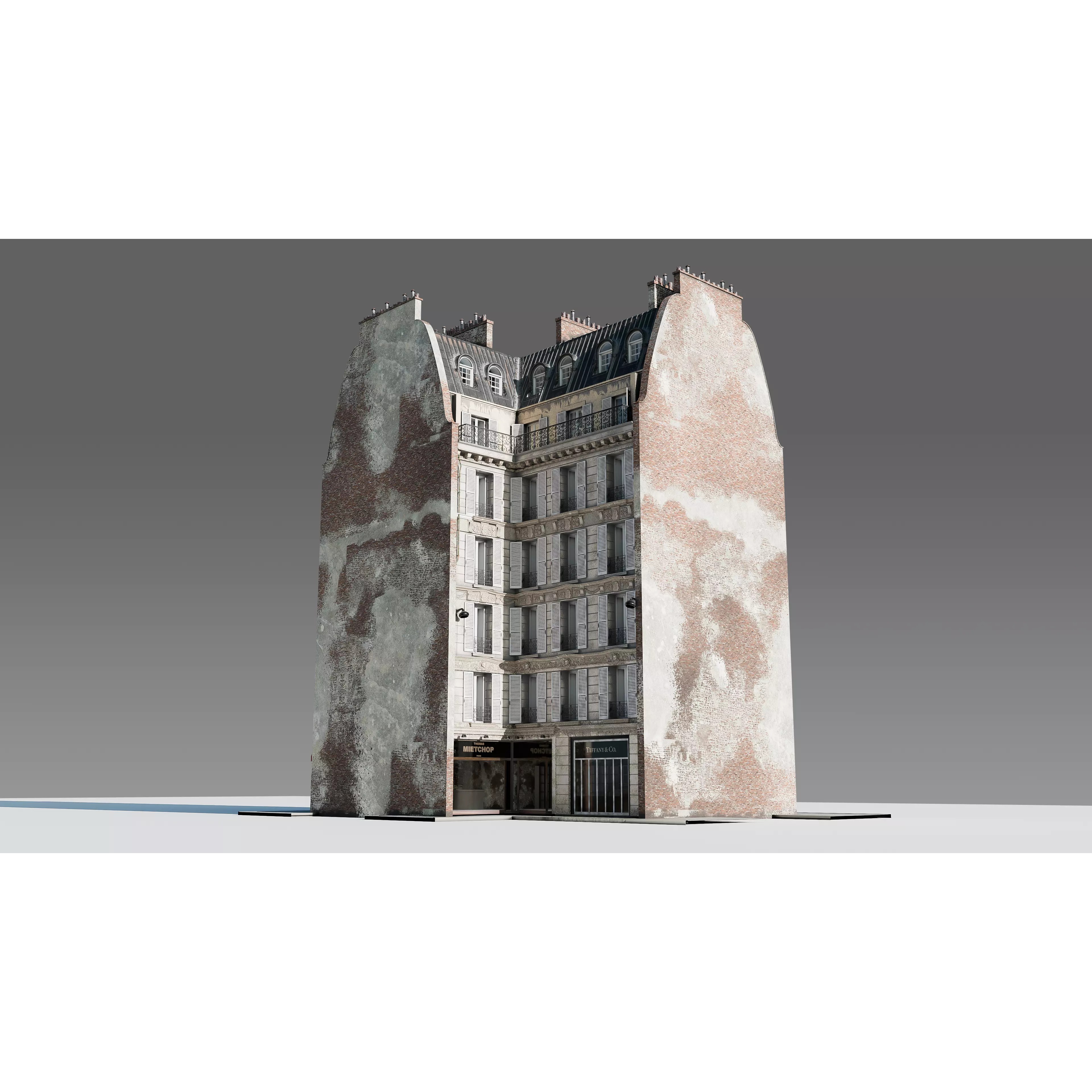 Corner Restaurant Building 3D Model – European Architecture, Blender & FBX - View 26