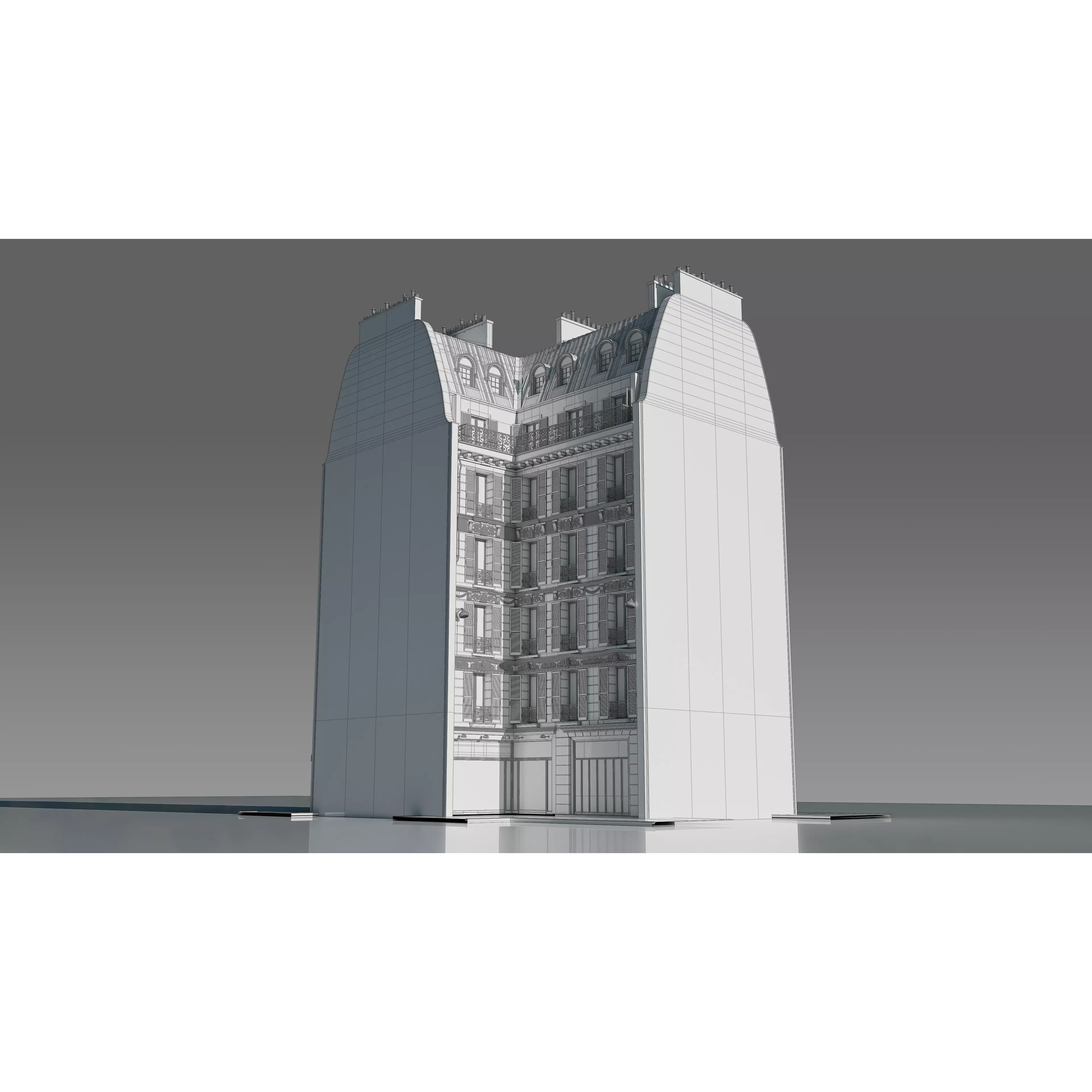 Corner Restaurant Building 3D Model – European Architecture, Blender & FBX - View 27