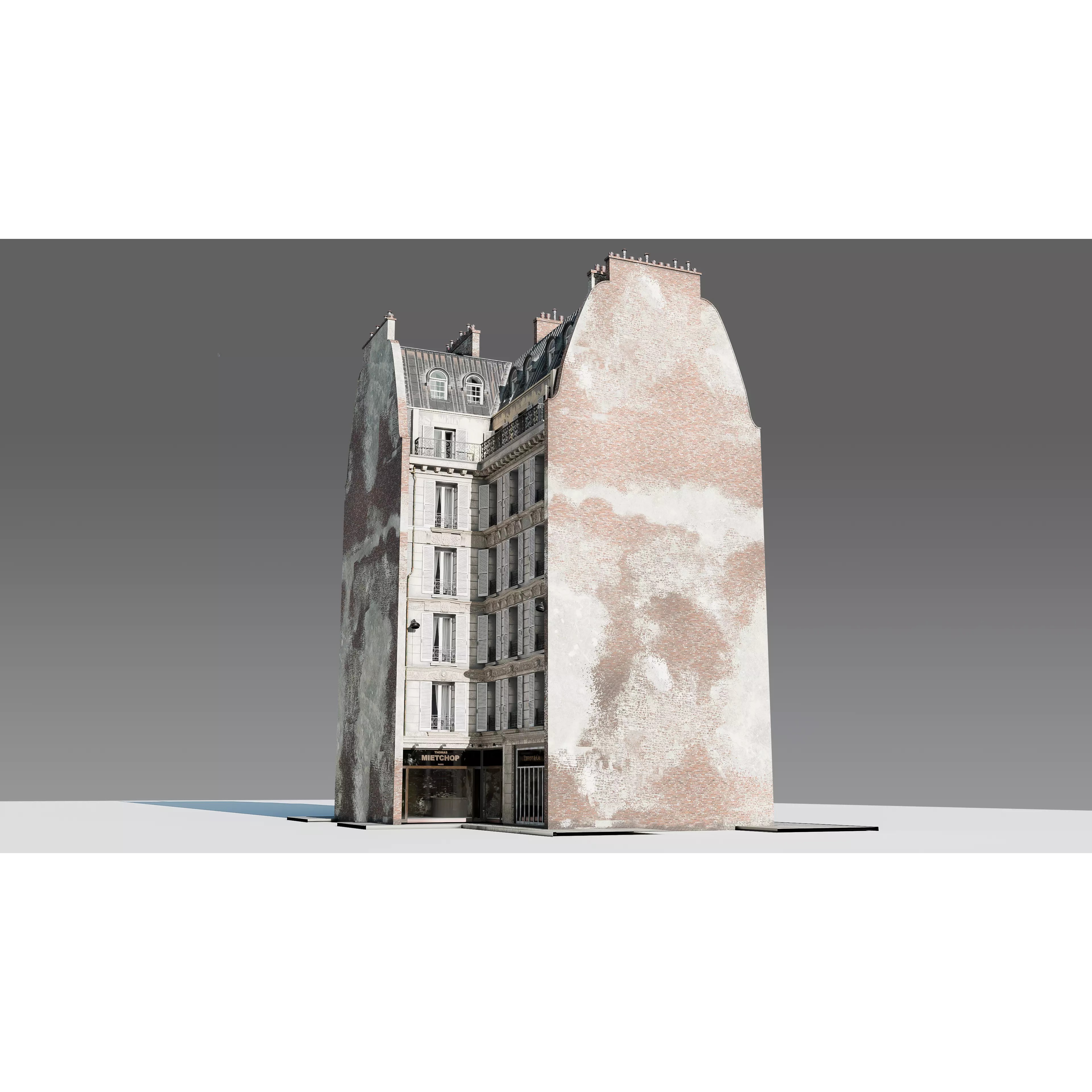 Corner Restaurant Building 3D Model – European Architecture, Blender & FBX - View 28