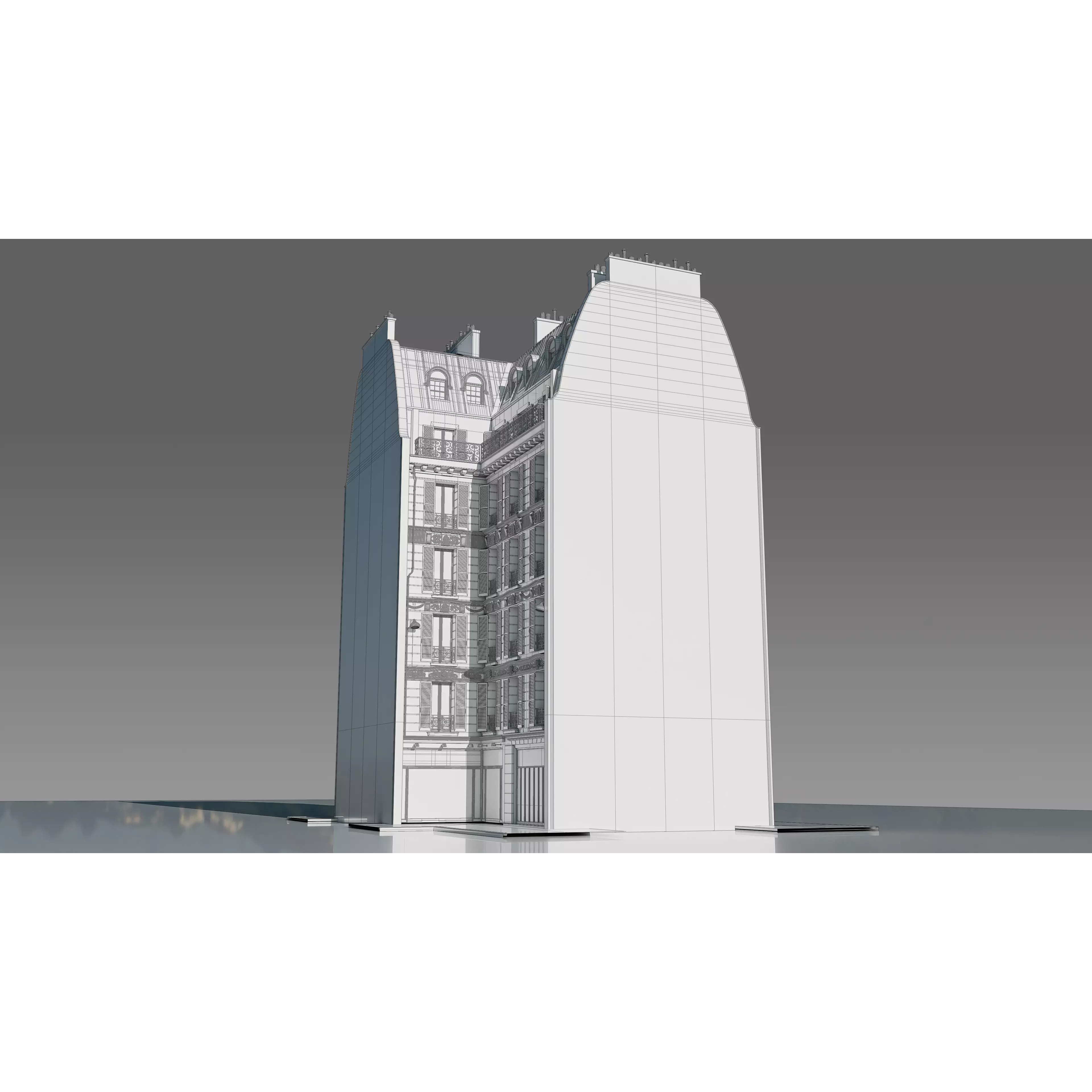 Corner Restaurant Building 3D Model – European Architecture, Blender & FBX - View 29