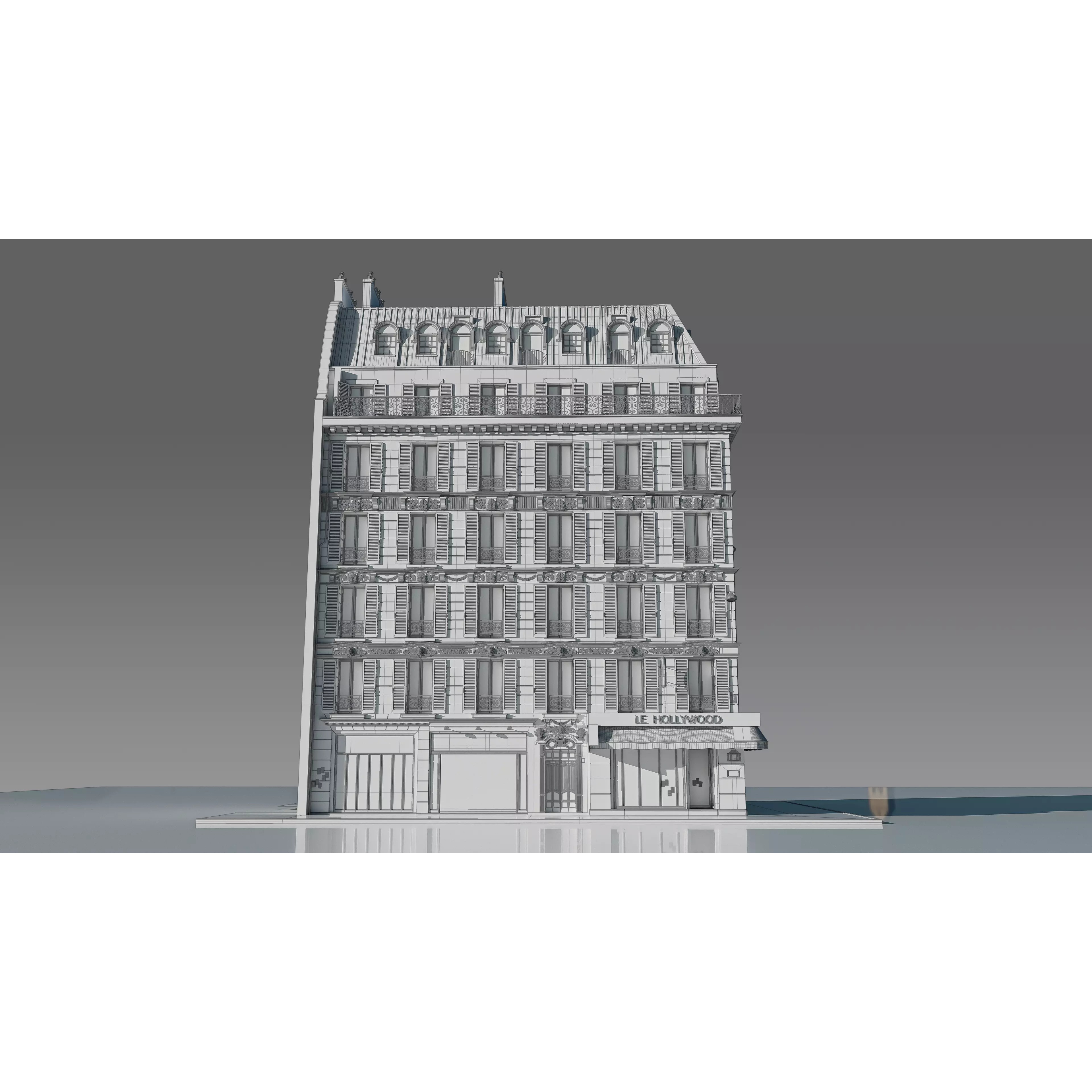 Corner Restaurant Building 3D Model – European Architecture, Blender & FBX - View 3