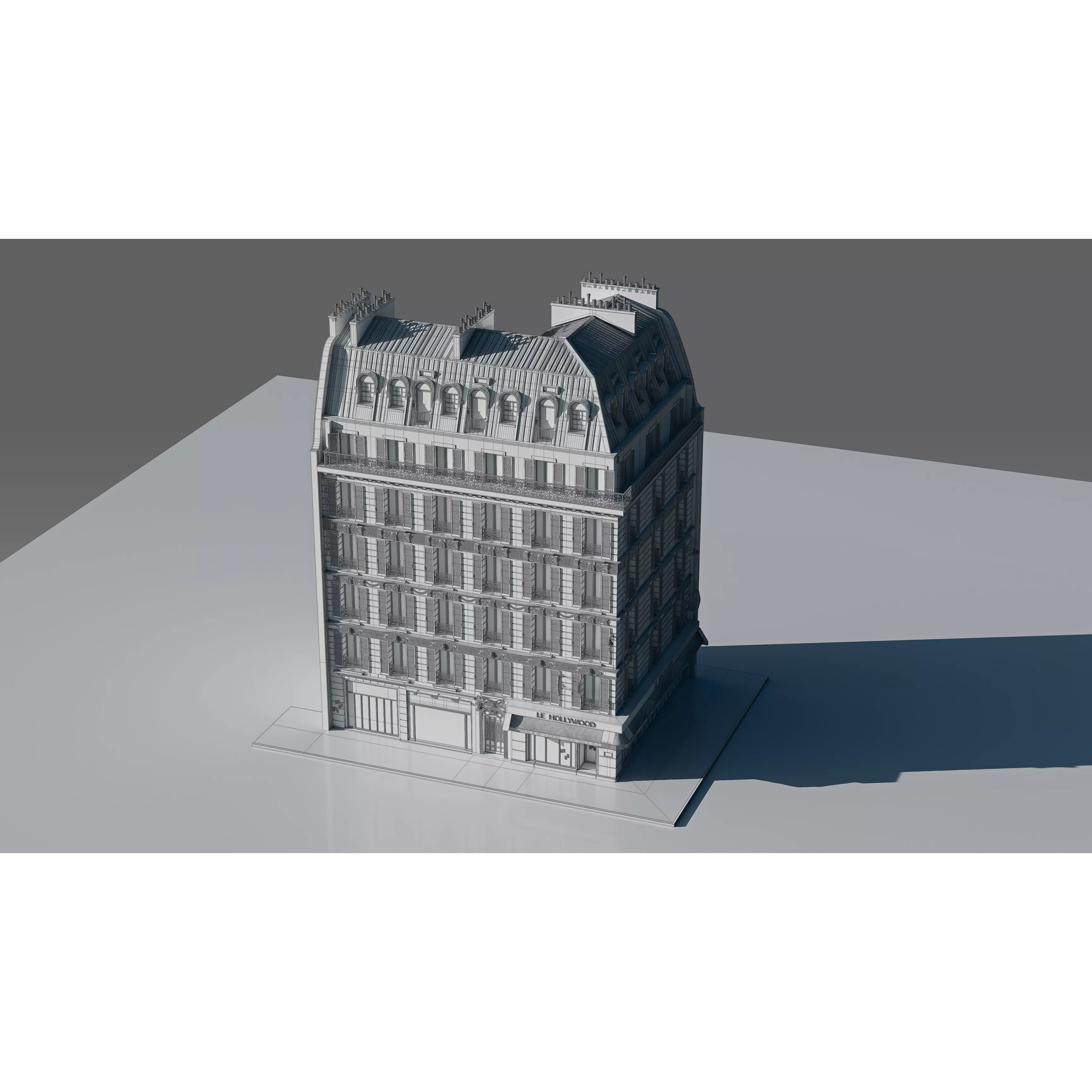 Corner Restaurant Building 3D Model – European Architecture, Blender & FBX - View 31