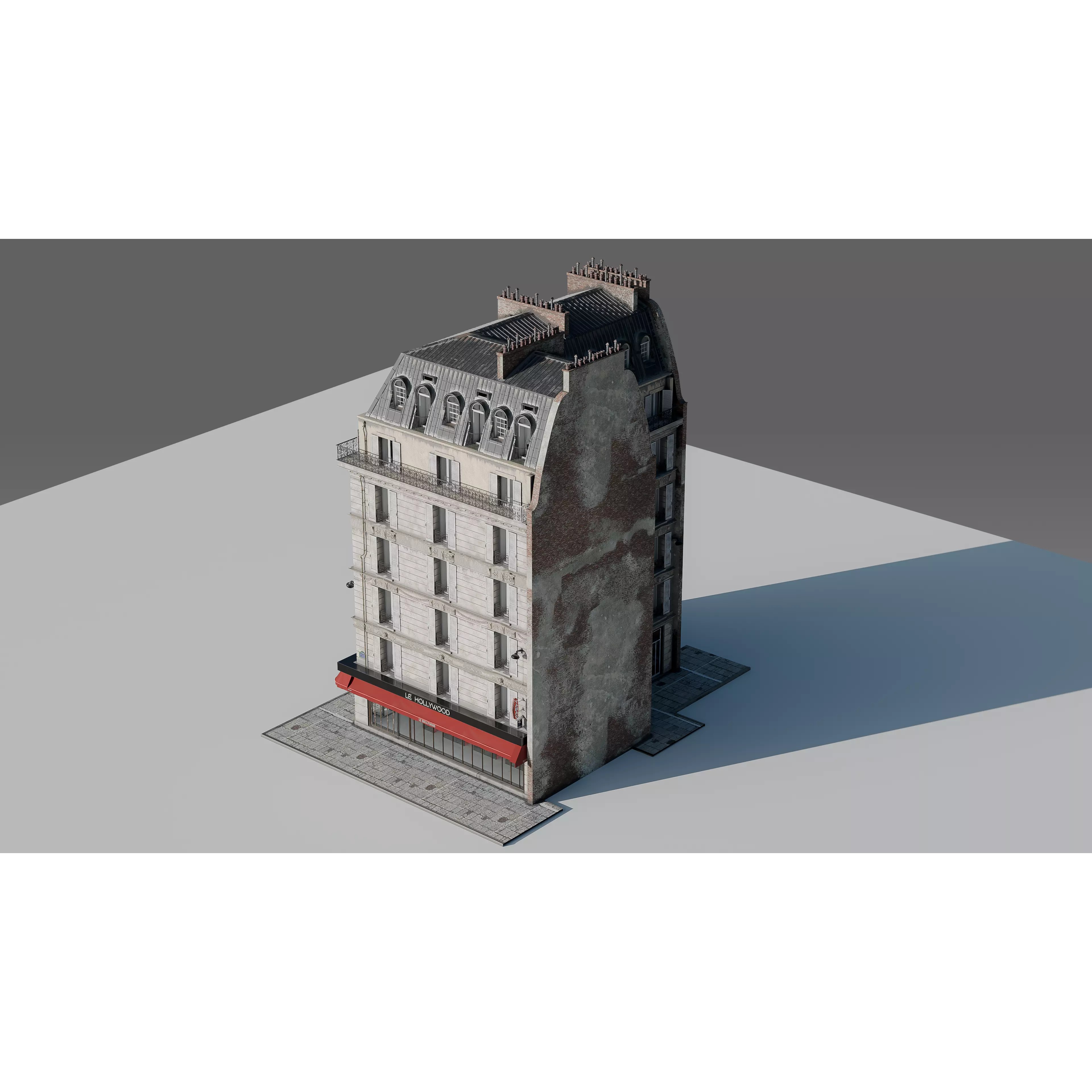 Corner Restaurant Building 3D Model – European Architecture, Blender & FBX - View 32