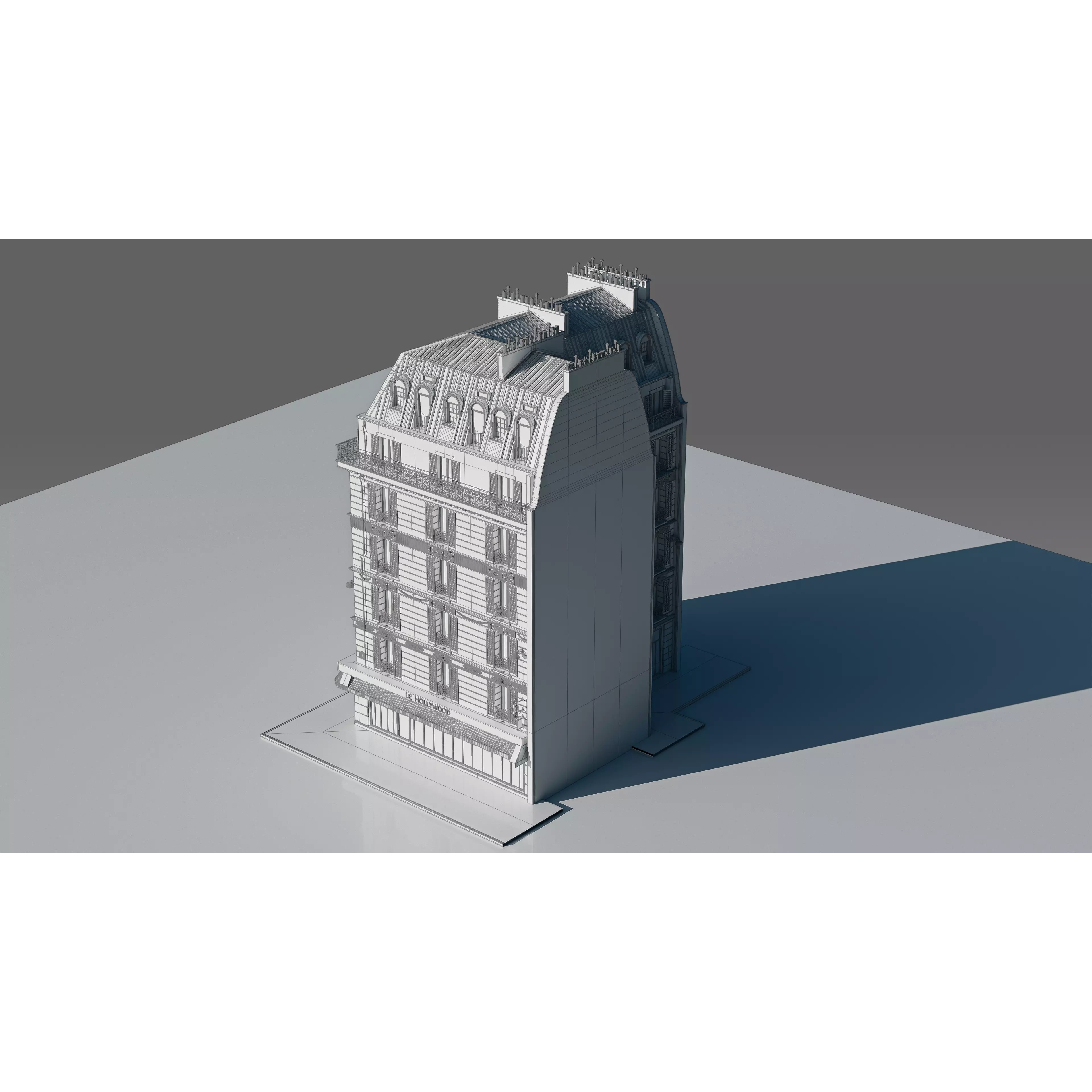 Corner Restaurant Building 3D Model – European Architecture, Blender & FBX - View 33