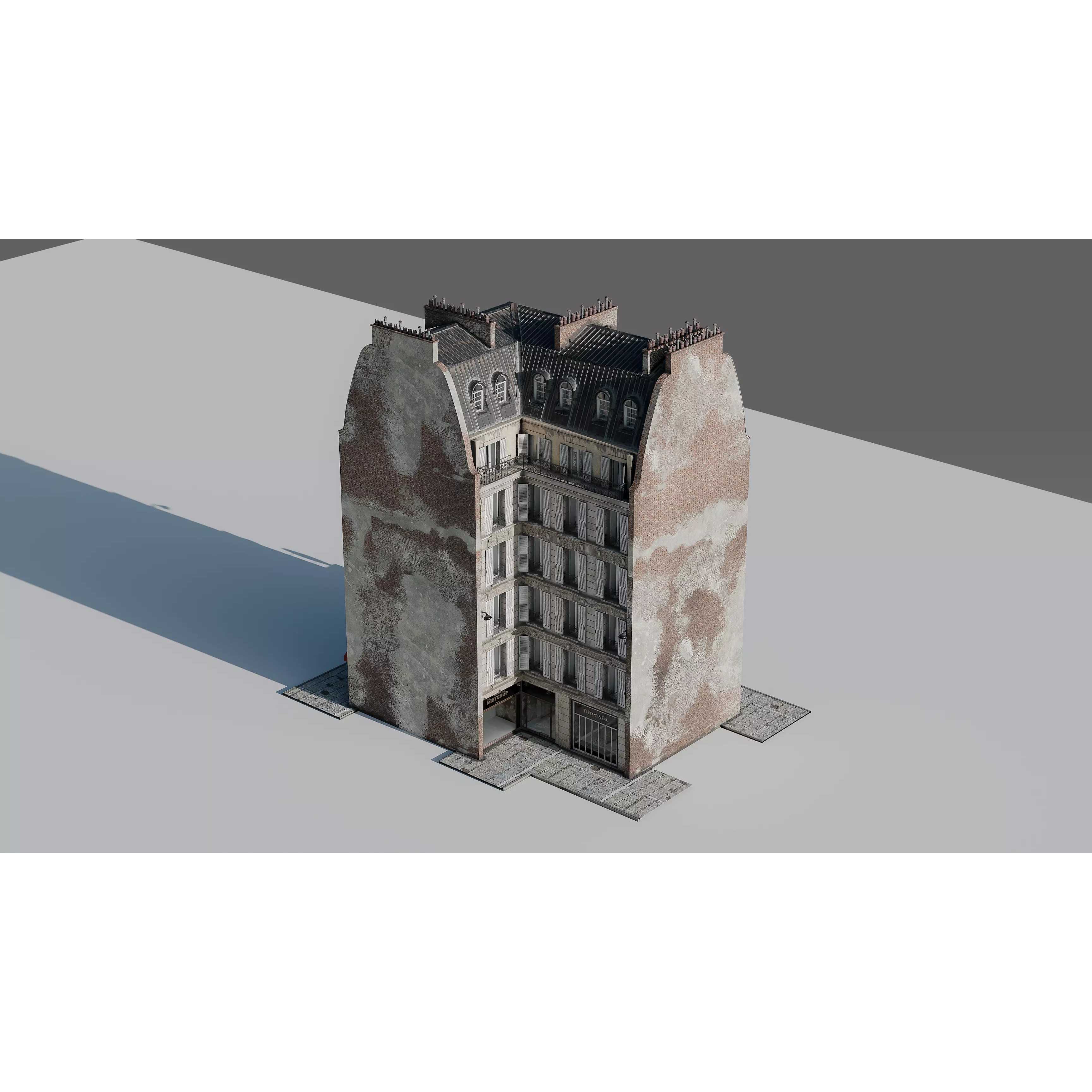 Corner Restaurant Building 3D Model – European Architecture, Blender & FBX - View 34