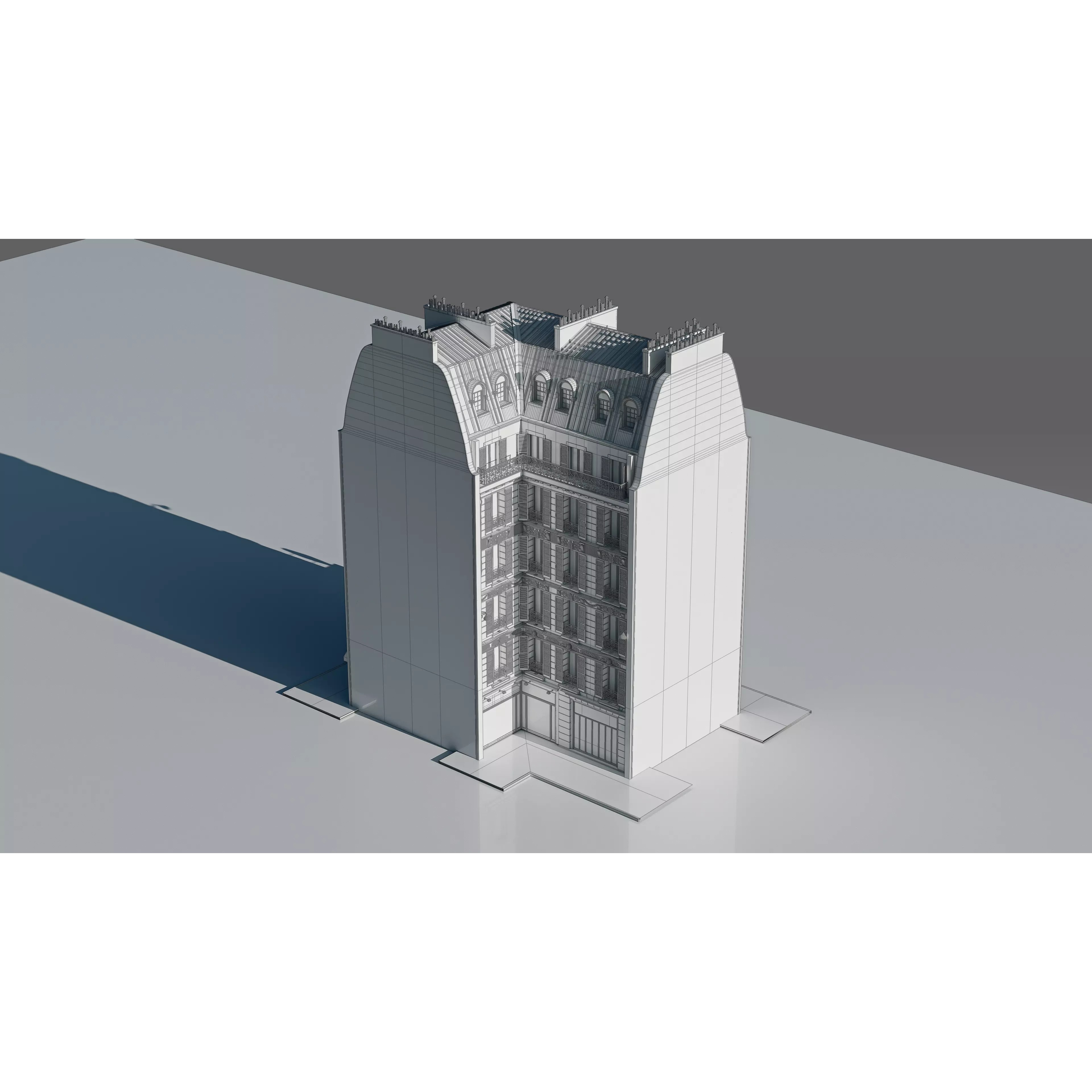 Corner Restaurant Building 3D Model – European Architecture, Blender & FBX - View 35