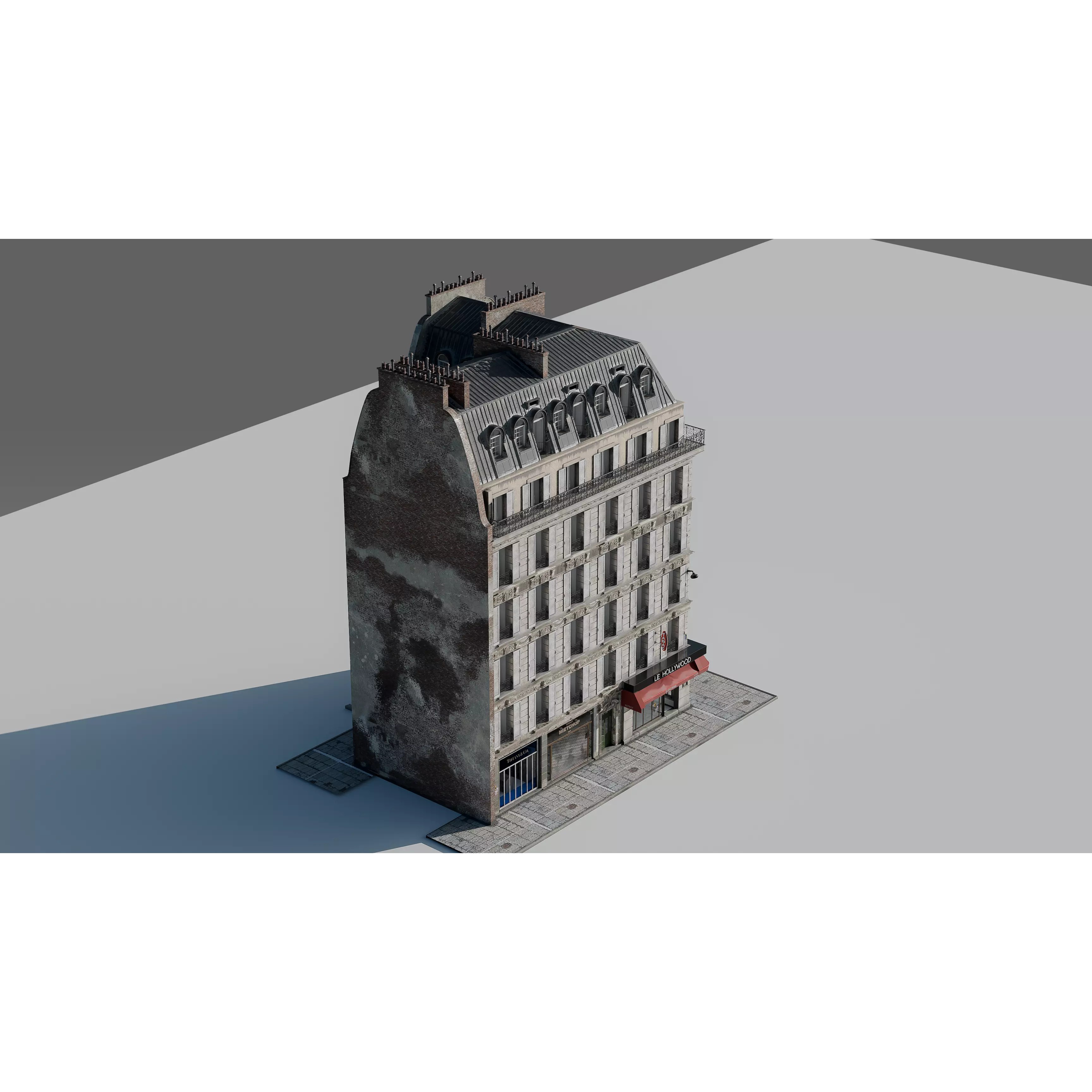 Corner Restaurant Building 3D Model – European Architecture, Blender & FBX - View 36