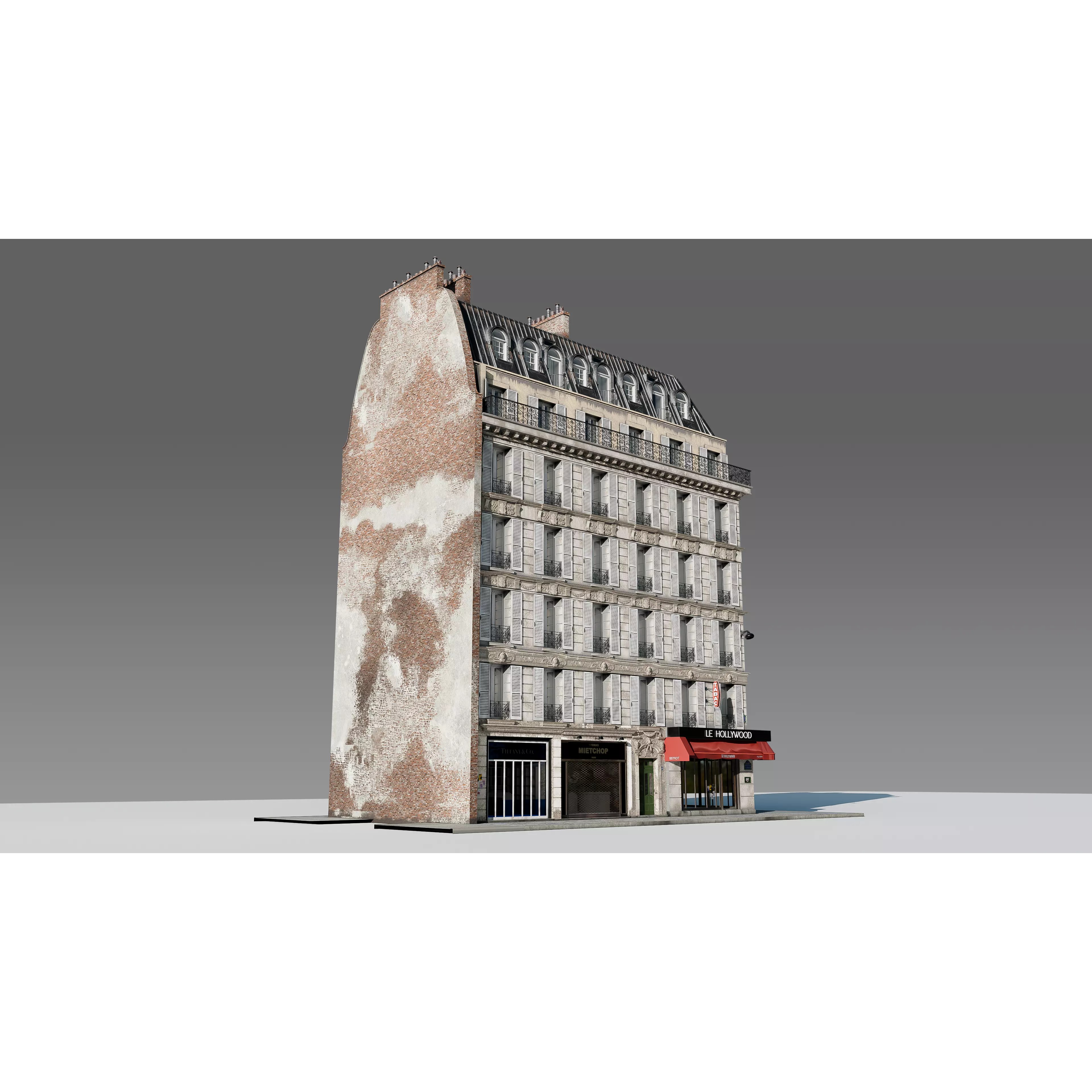 Corner Restaurant Building 3D Model – European Architecture, Blender & FBX - View 4
