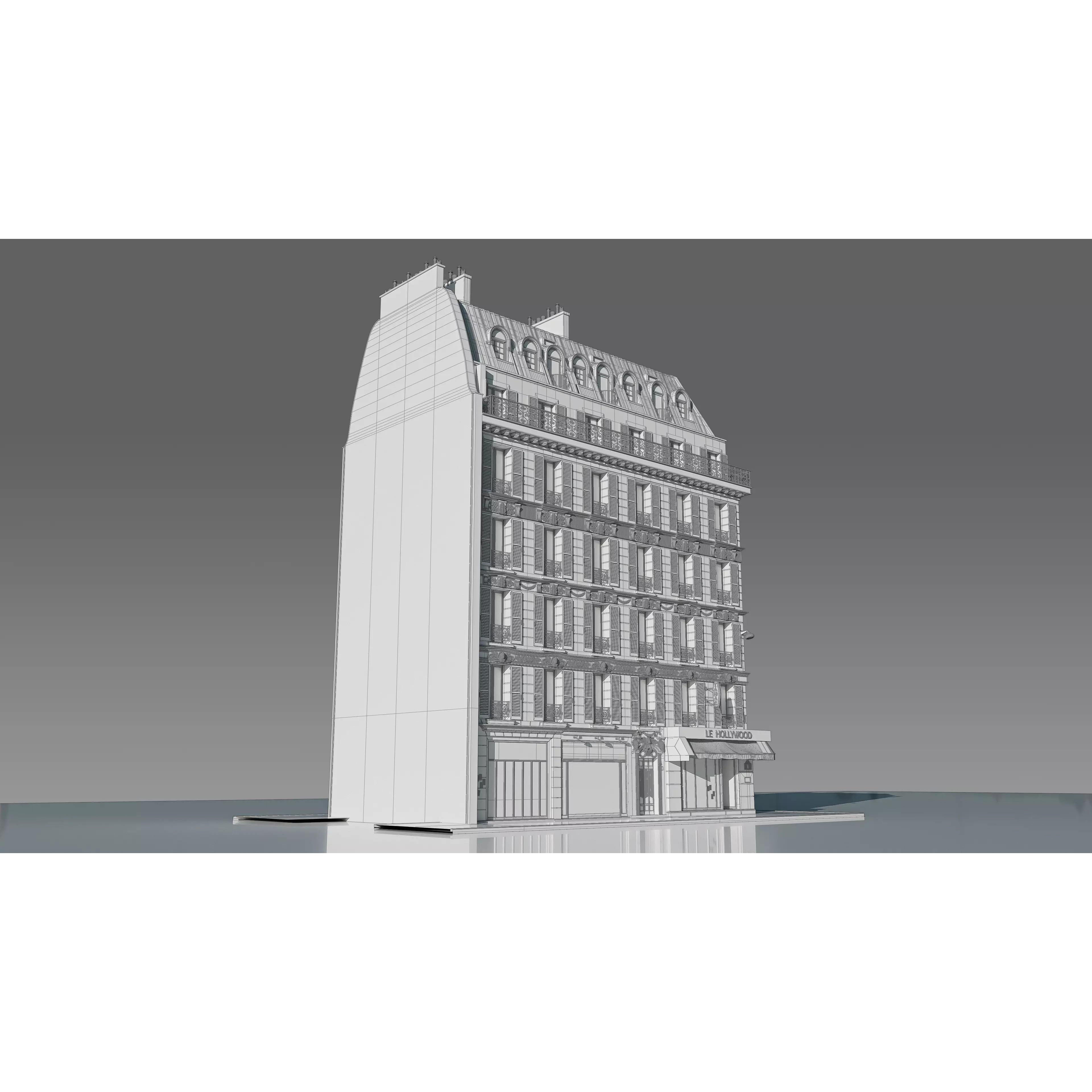 Corner Restaurant Building 3D Model – European Architecture, Blender & FBX - View 5