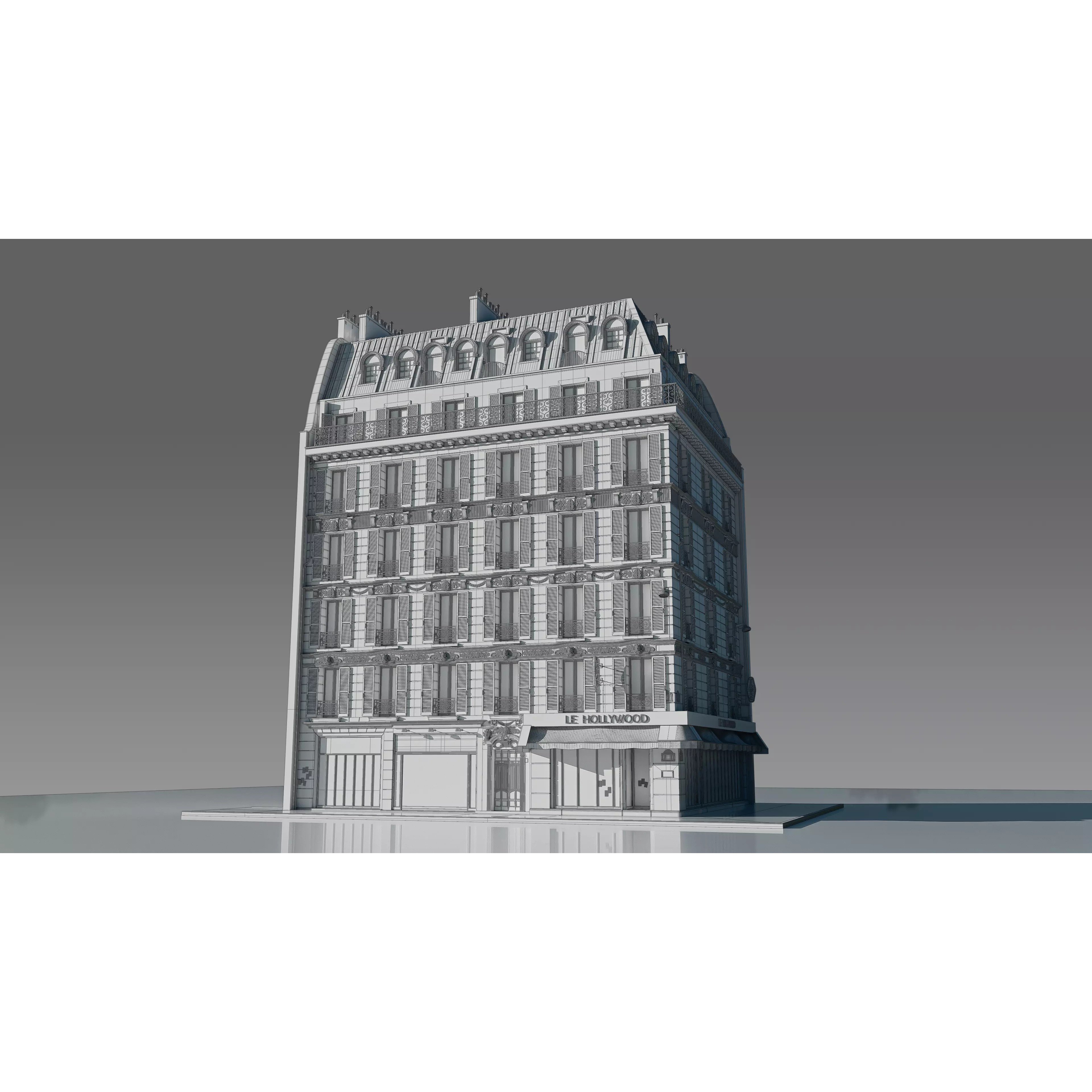 Corner Restaurant Building 3D Model – European Architecture, Blender & FBX - View 7