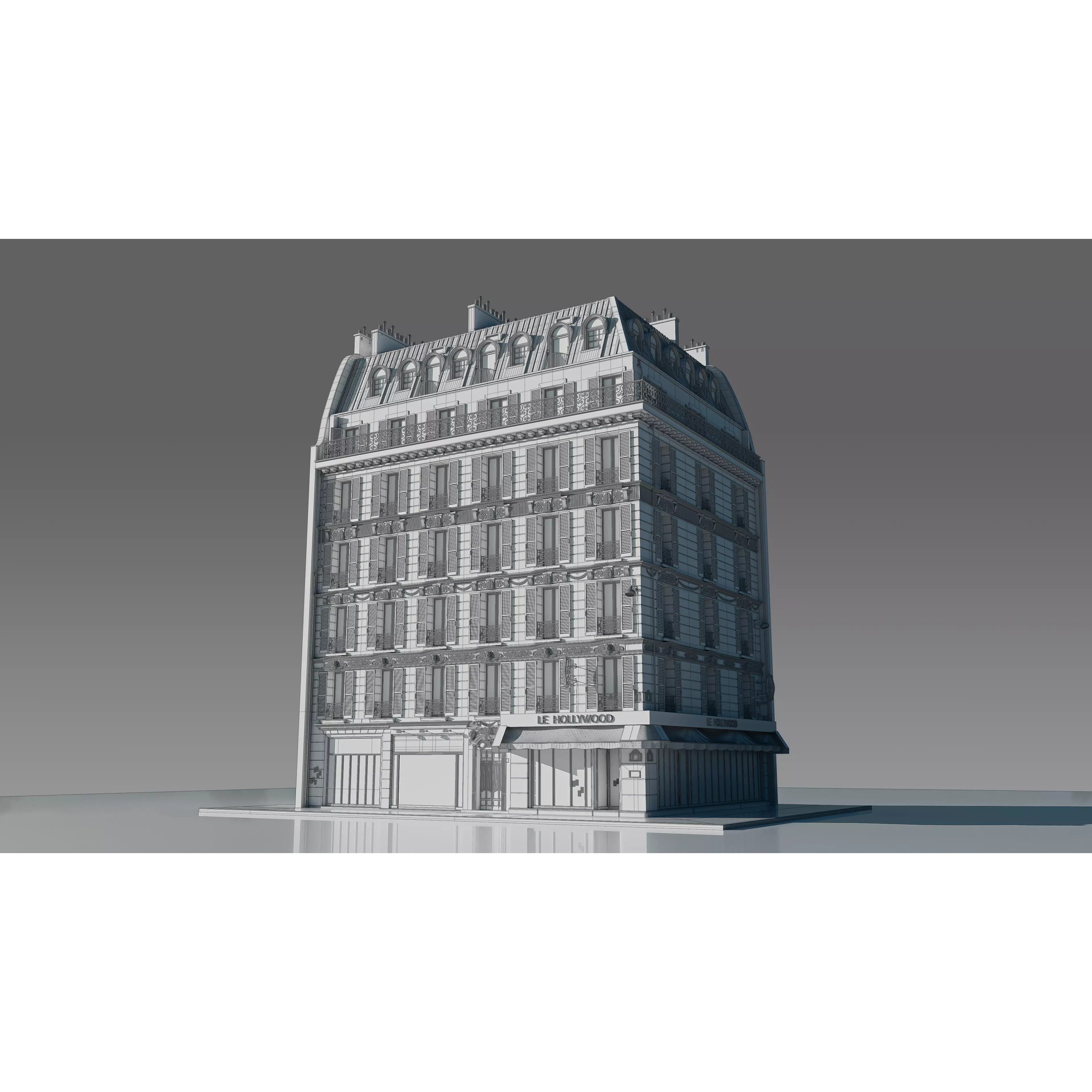 Corner Restaurant Building 3D Model – European Architecture, Blender & FBX - View 9