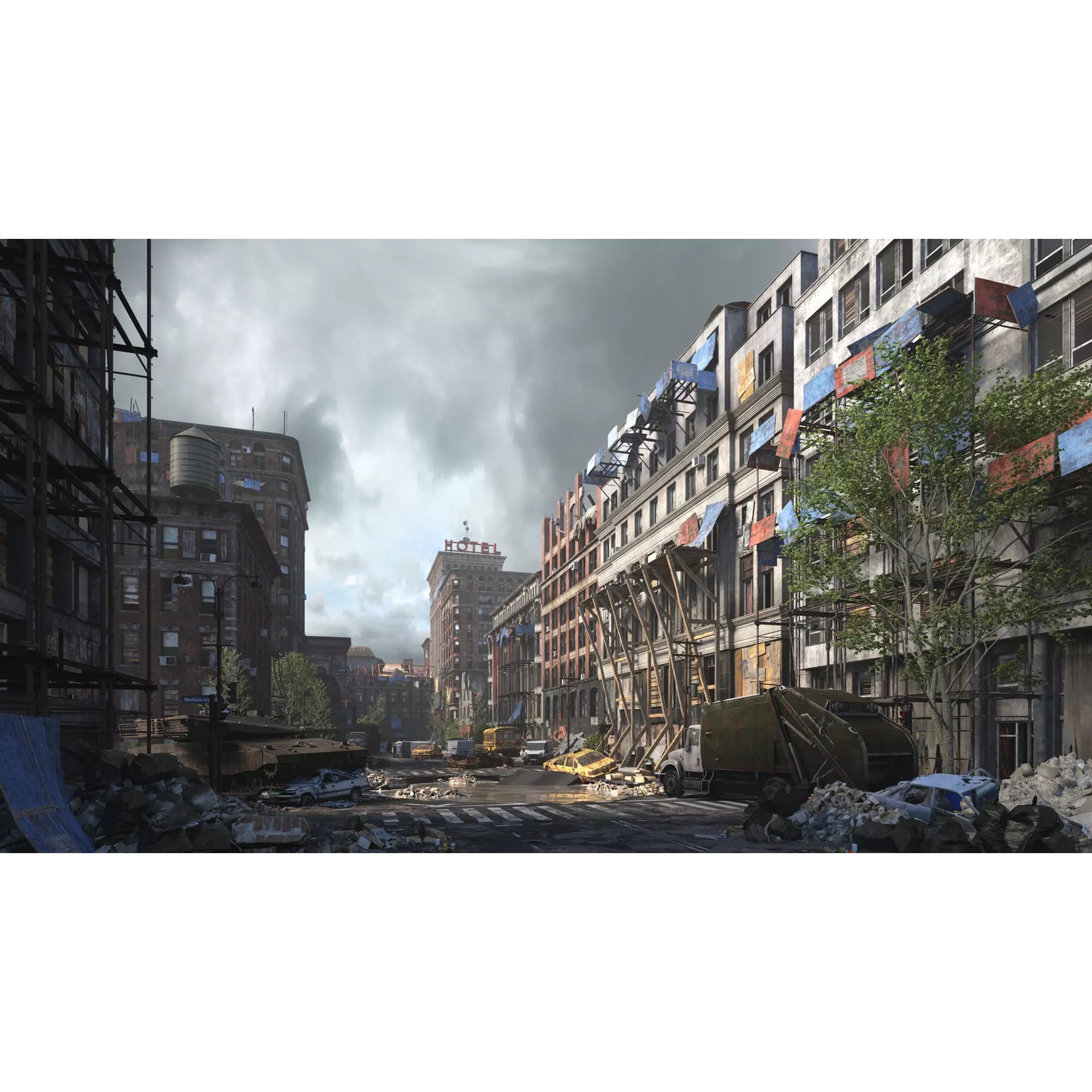 Post Apocalyptic Buildings 3D Model – High Quality PBR Textures, FBX - View 2