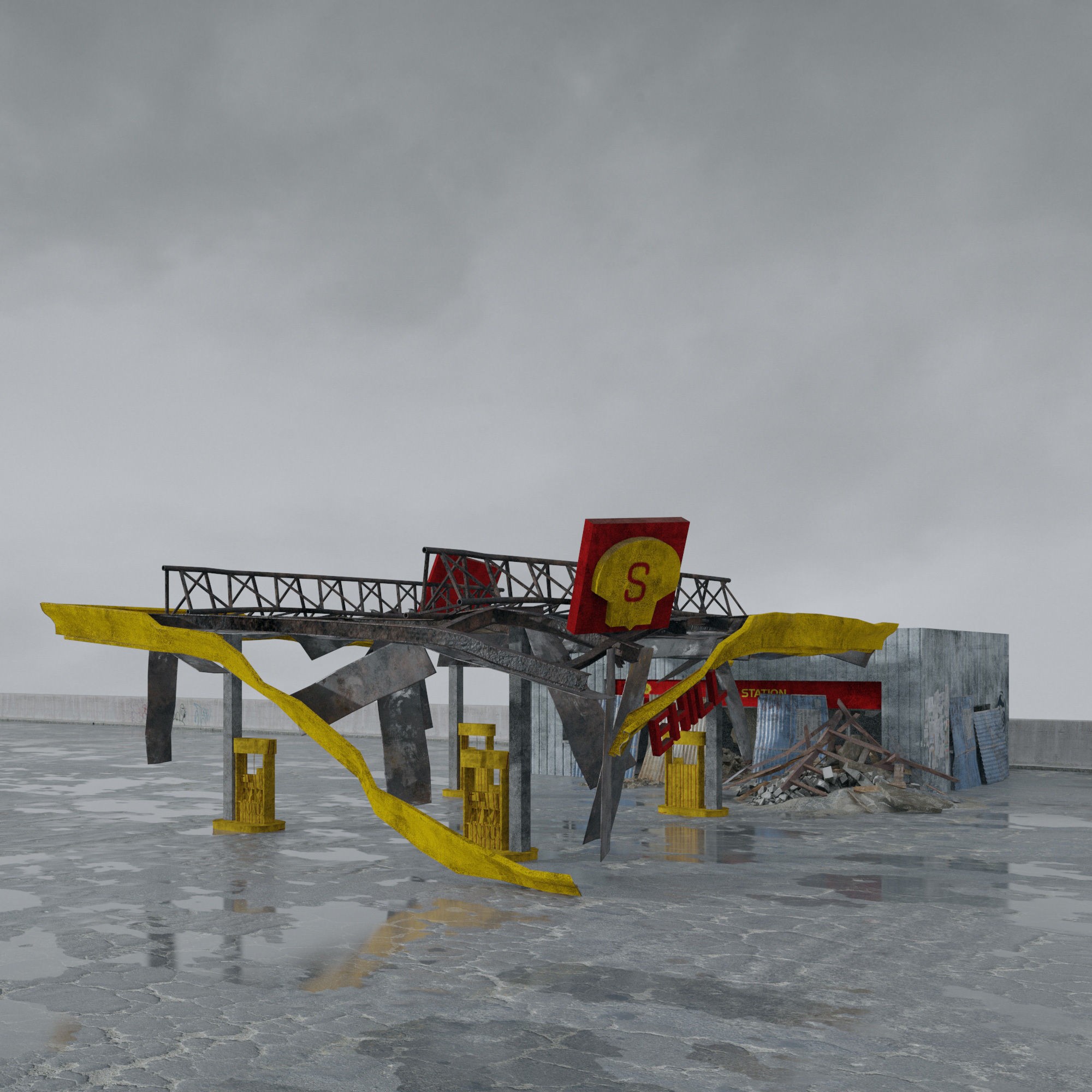 Post Apocalyptic Buildings 3D Model – High Quality PBR Textures, FBX - View 42