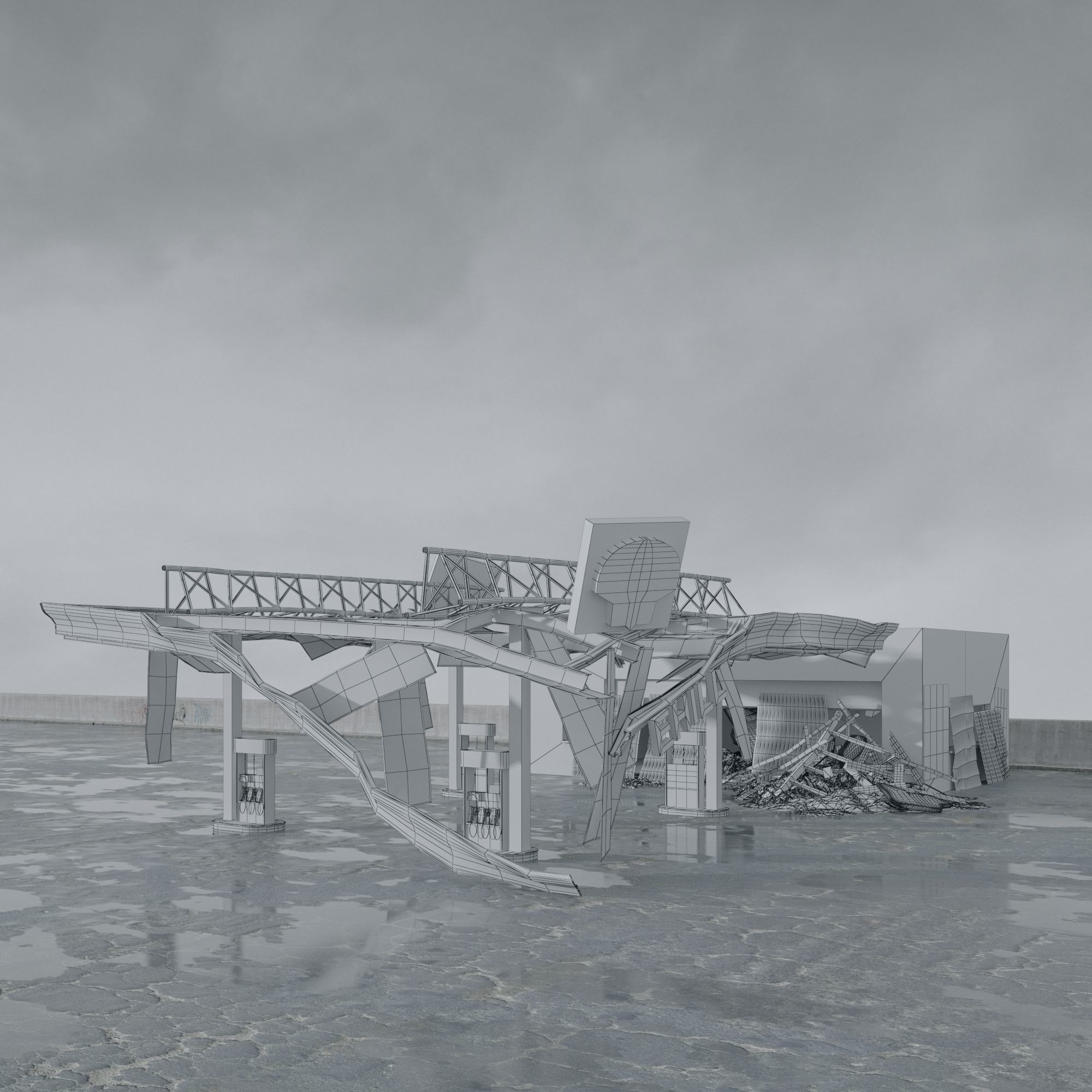 Post Apocalyptic Buildings 3D Model – High Quality PBR Textures, FBX - View 43