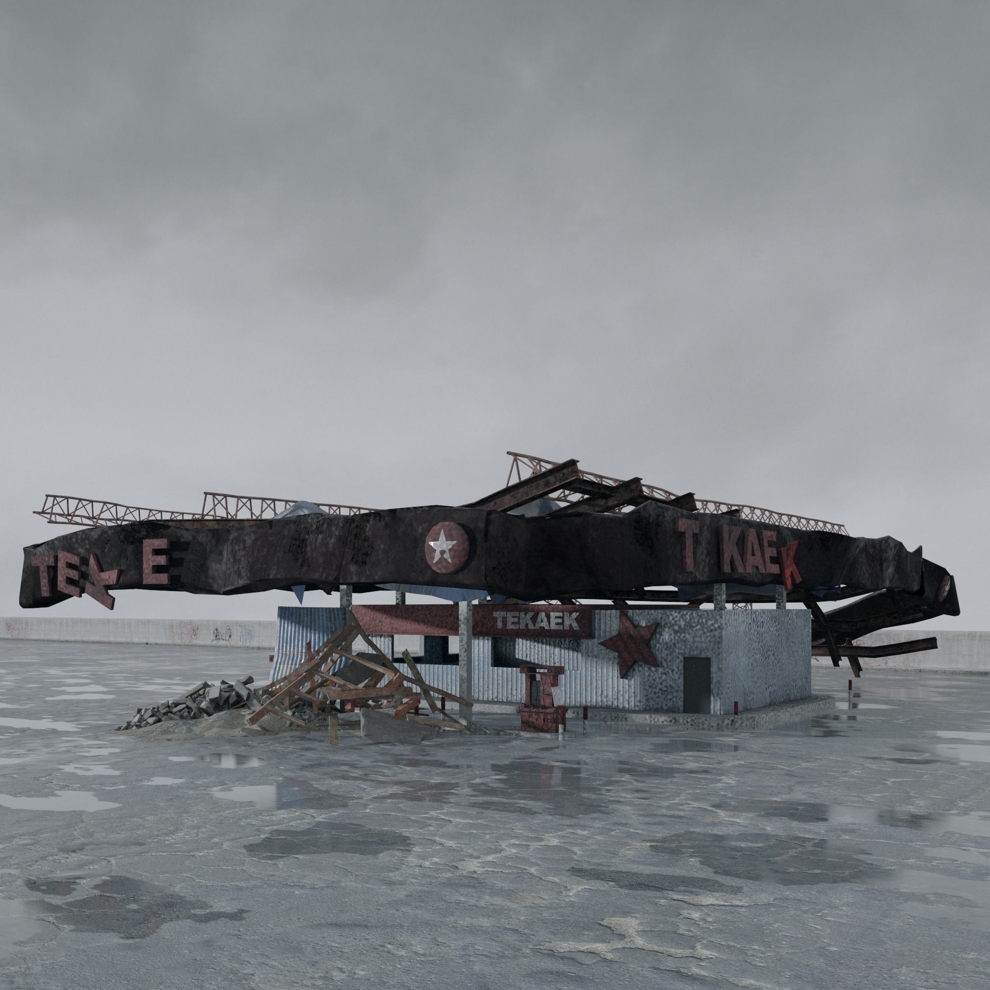 Post Apocalyptic Buildings 3D Model – High Quality PBR Textures, FBX - View 44