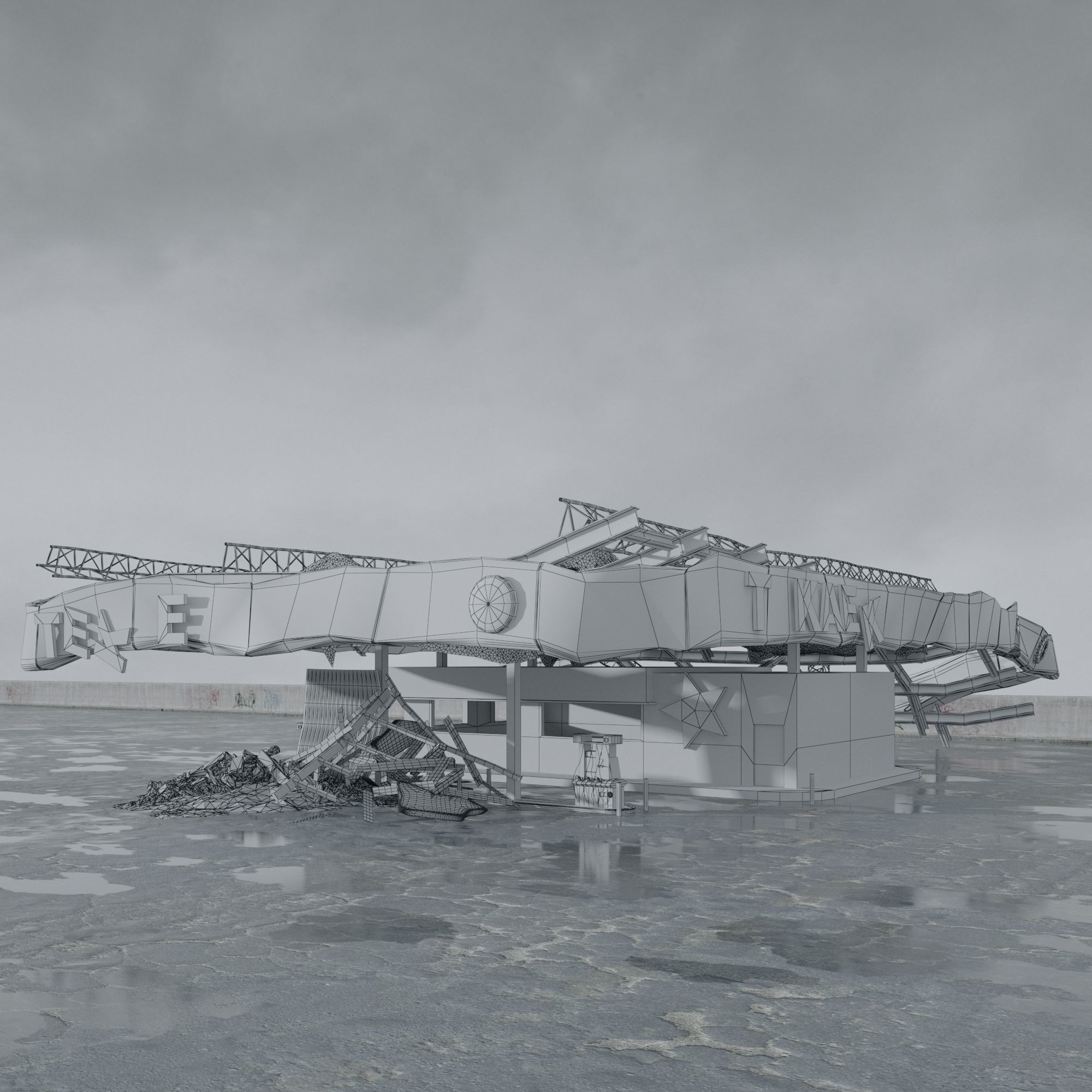 Post Apocalyptic Buildings 3D Model – High Quality PBR Textures, FBX - View 45