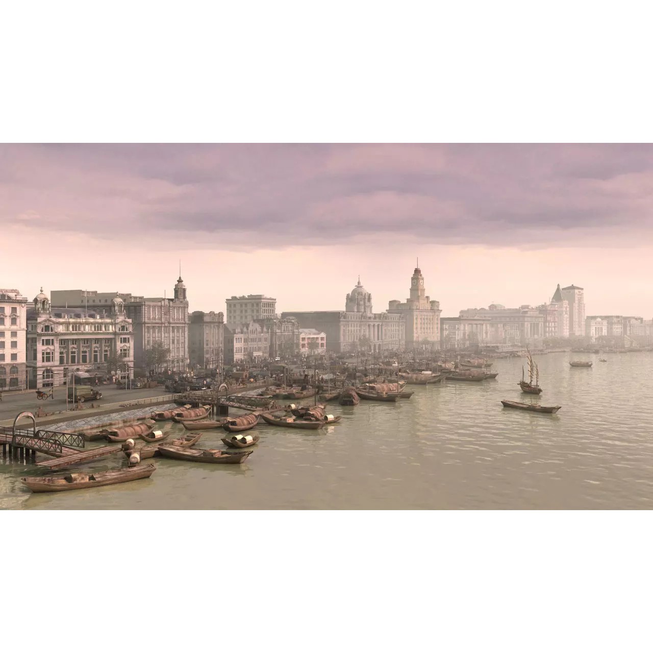 Old Shanghai Bund 3D Model – Detailed Architectural Asset, FBX