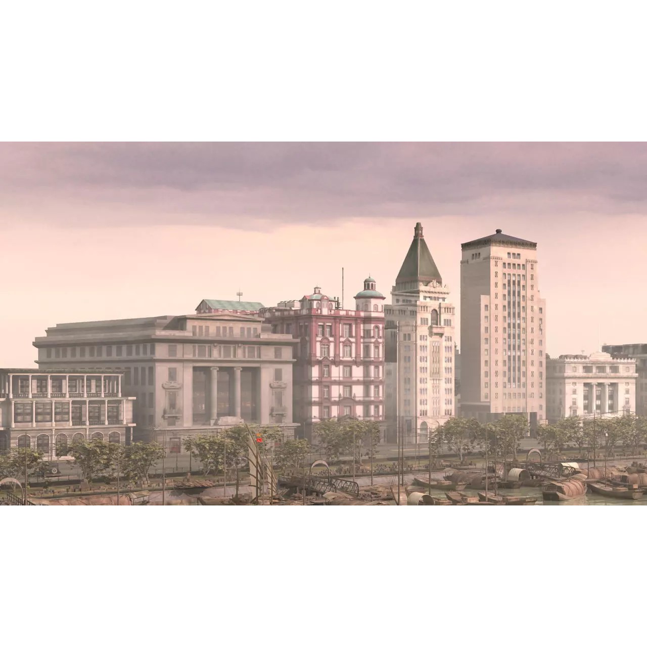 Old Shanghai Bund 3D Model – Detailed Architectural Asset, FBX - View 15