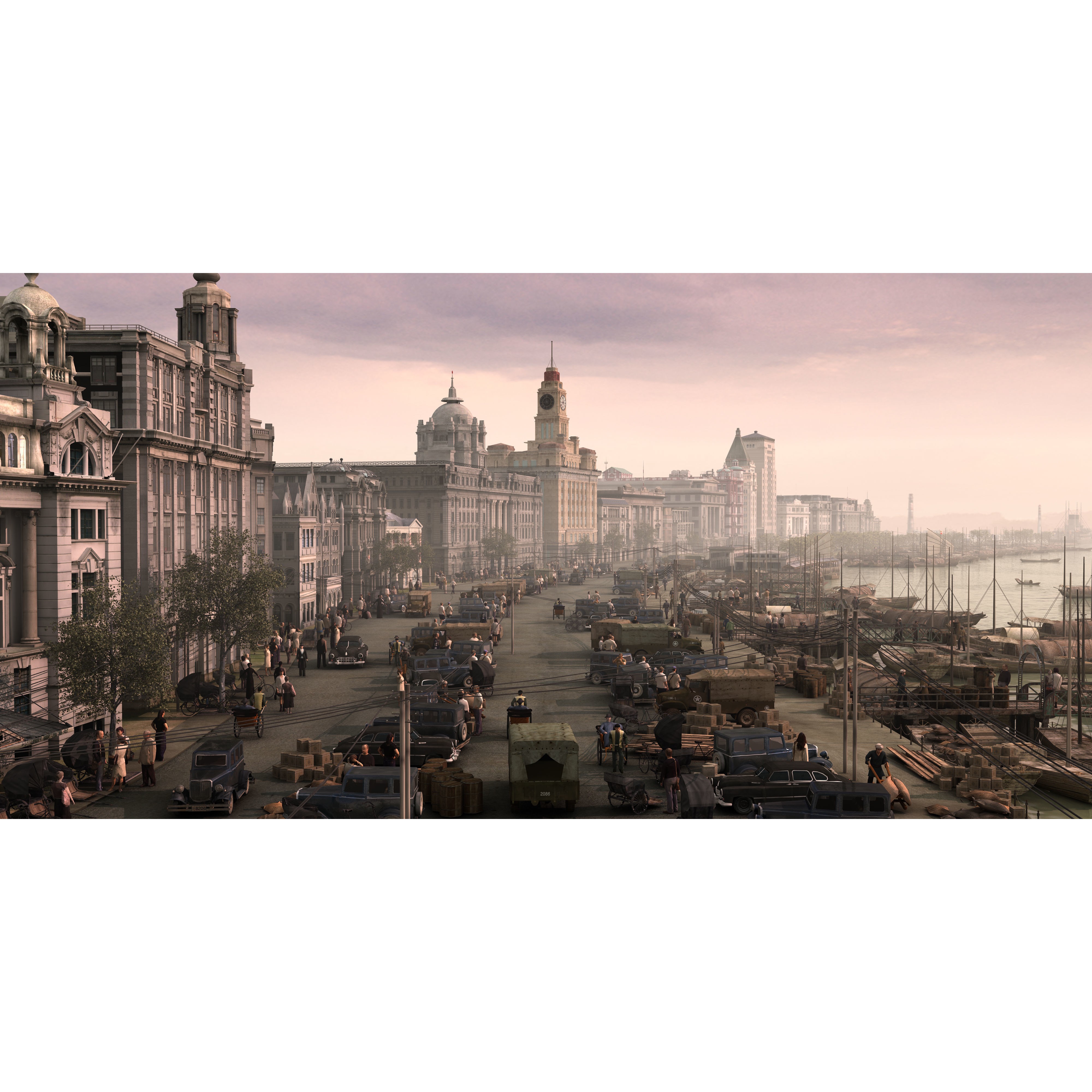 Old Shanghai Bund 3D Model – Detailed Architectural Asset, FBX - View 9