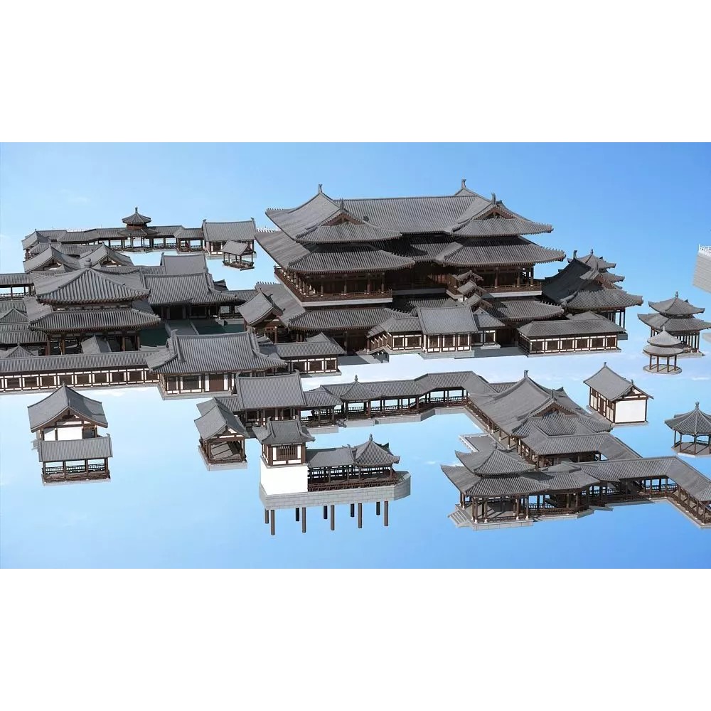 Ancient Chinese Architecture 3D Model – Detailed Palatial Structures, FBX, OBJ - View 2