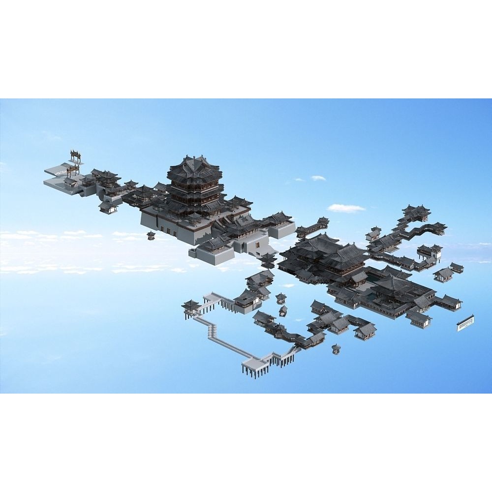 Ancient Chinese Architecture 3D Model – Detailed Palatial Structures, FBX, OBJ - View 5