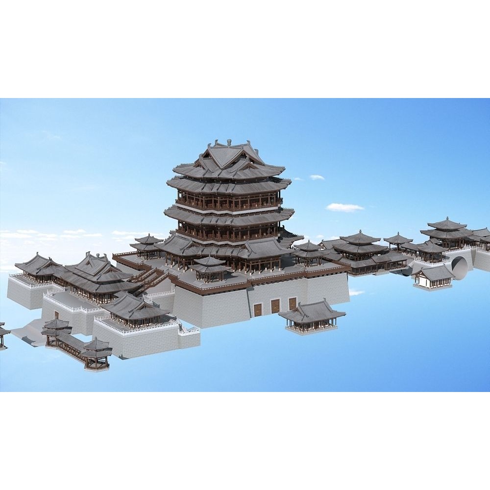Ancient Chinese Architecture 3D Model – Detailed Palatial Structures, FBX, OBJ - View 6