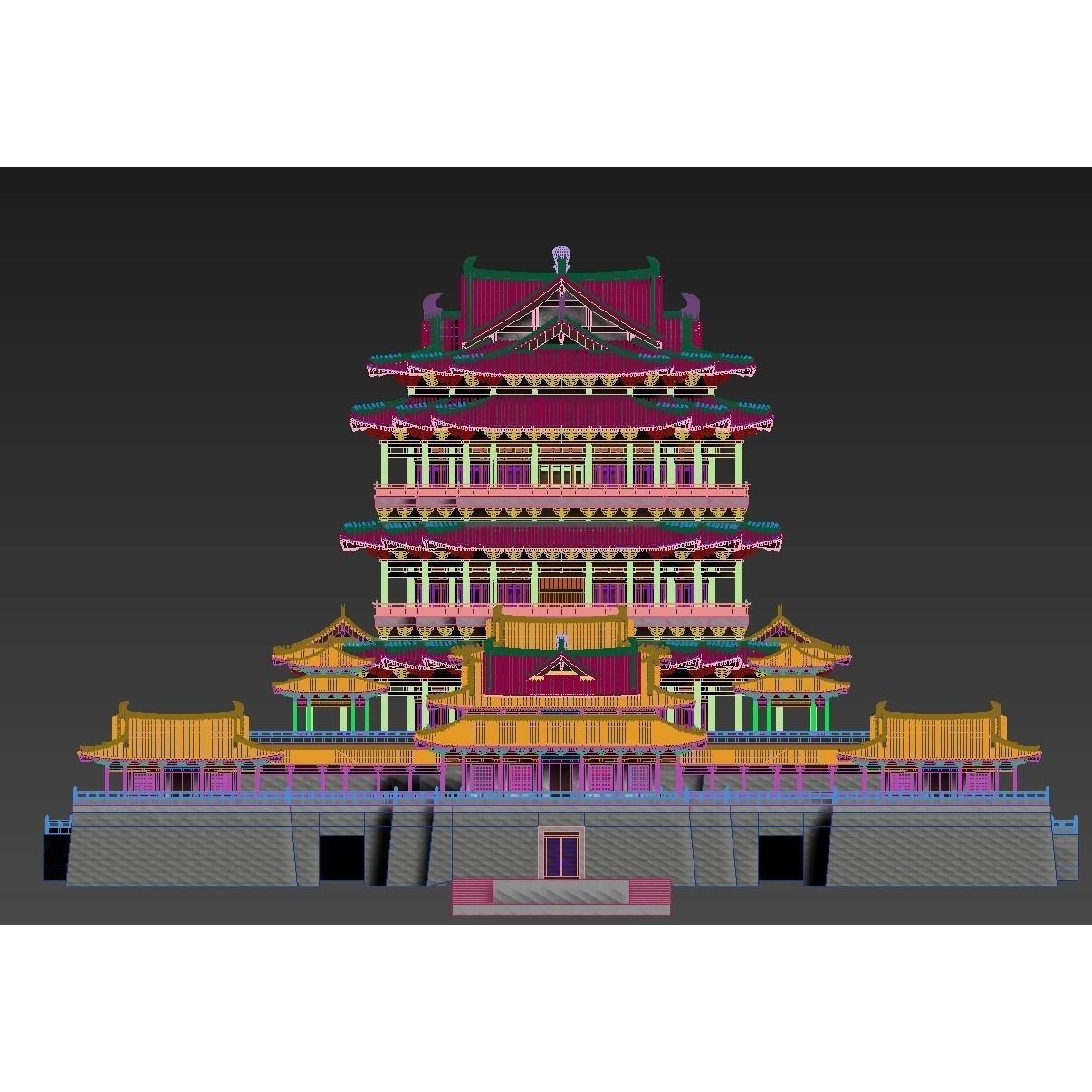 Ancient Chinese Architecture 3D Model – Detailed Palatial Structures, FBX, OBJ - View 9