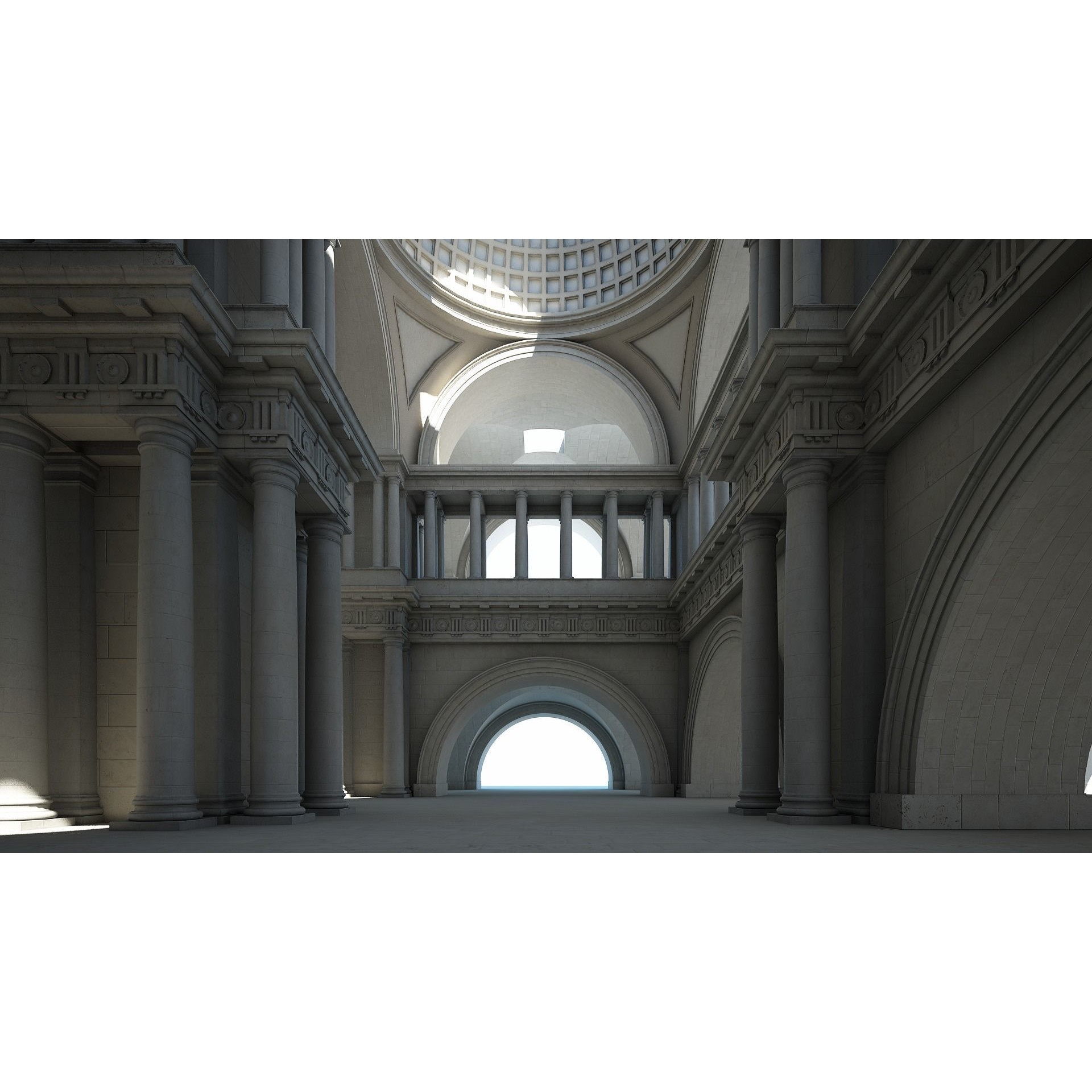 Doric Hall 3D Model – Classical Interior with V-Ray Textures, FBX - View 10