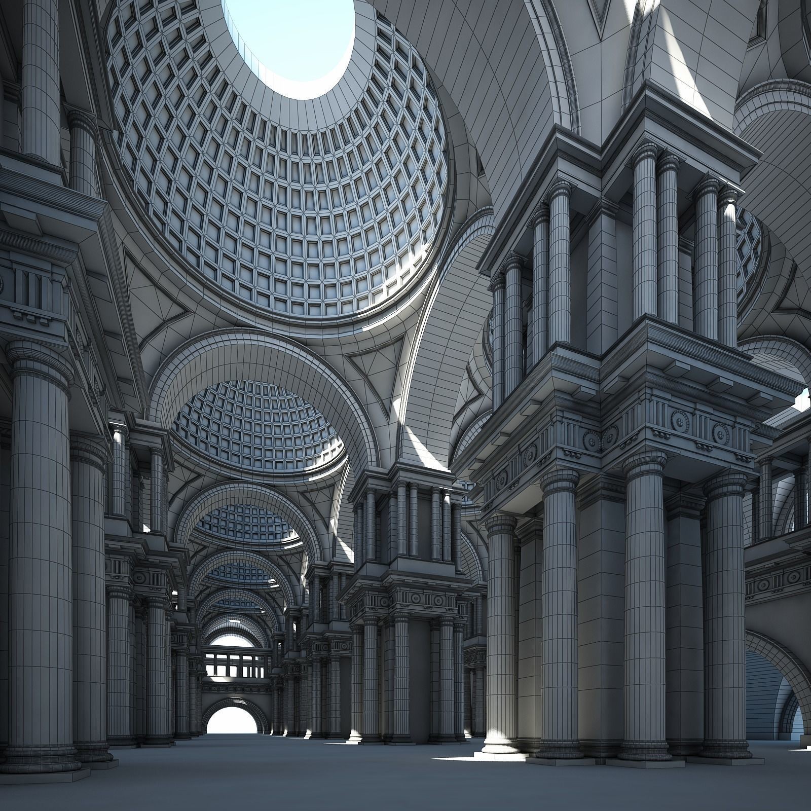 Doric Hall 3D Model – Classical Interior with V-Ray Textures, FBX - View 11