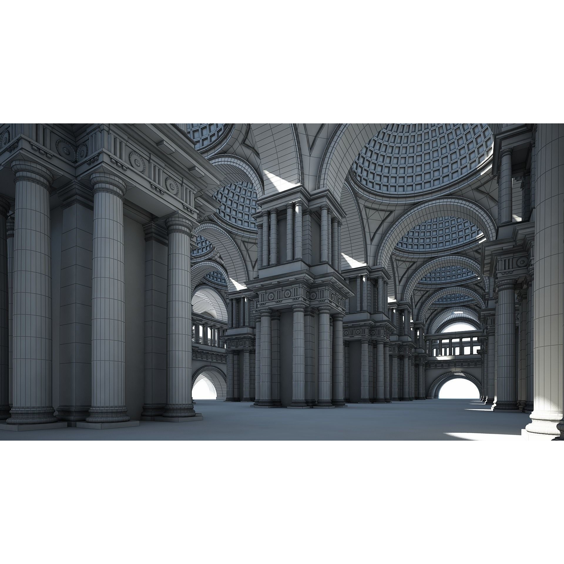 Doric Hall 3D Model – Classical Interior with V-Ray Textures, FBX - View 12
