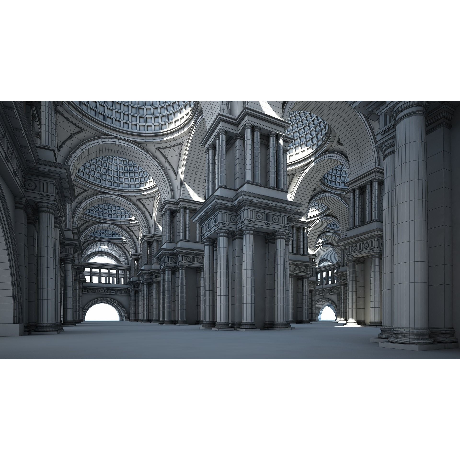 Doric Hall 3D Model – Classical Interior with V-Ray Textures, FBX - View 13