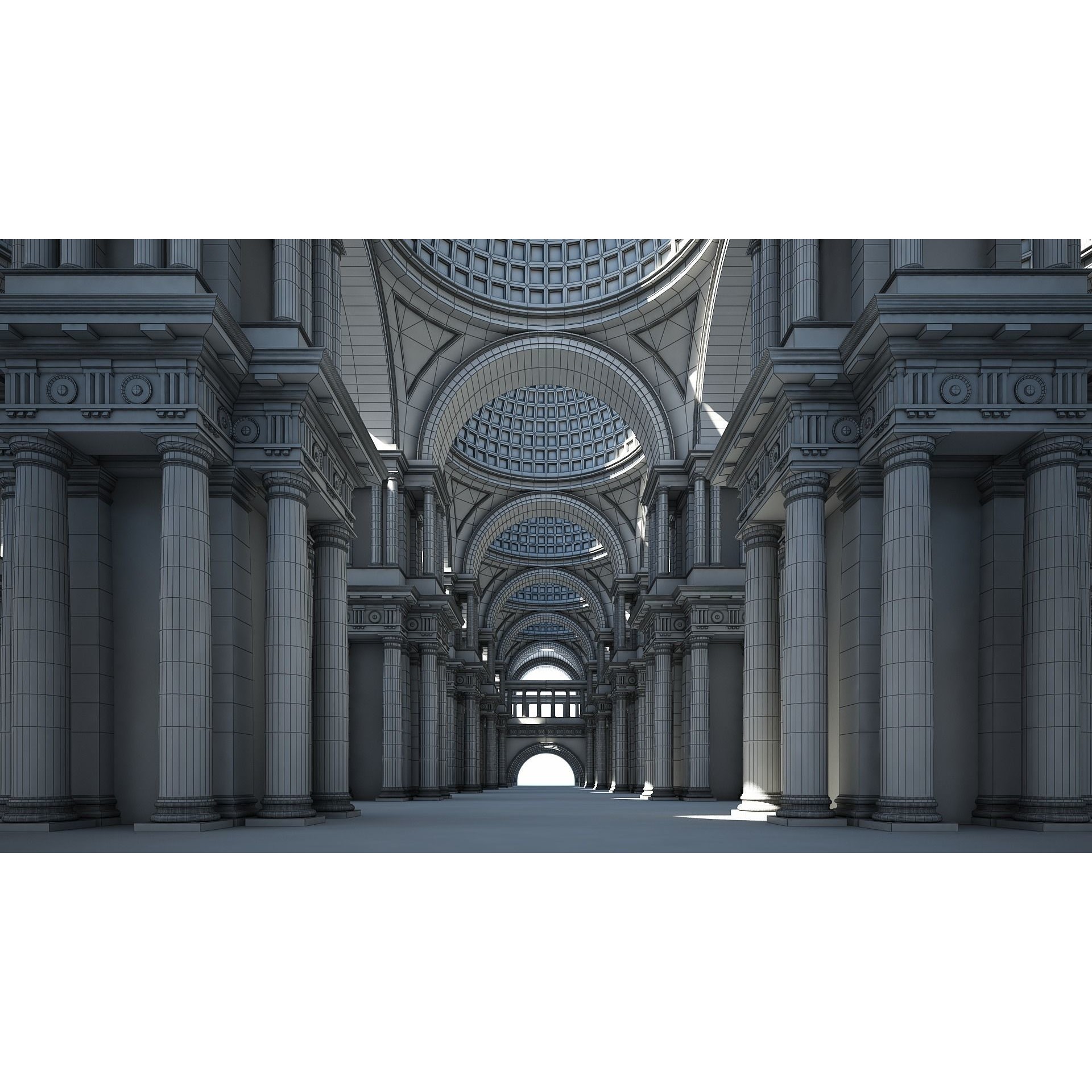 Doric Hall 3D Model – Classical Interior with V-Ray Textures, FBX - View 14