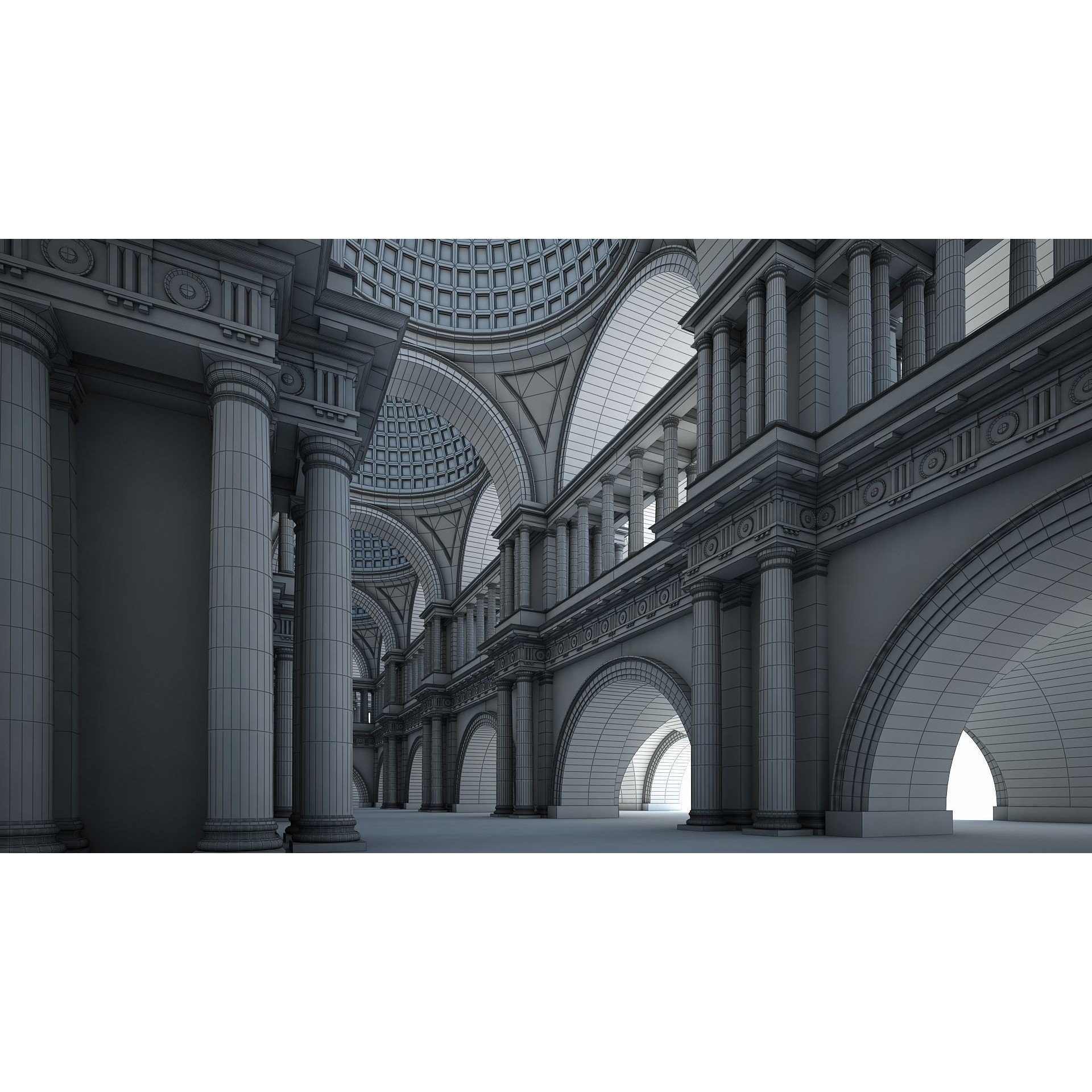 Doric Hall 3D Model – Classical Interior with V-Ray Textures, FBX - View 15