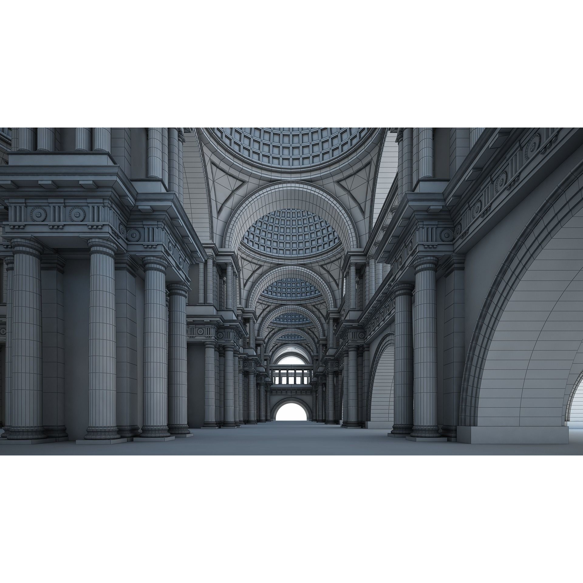 Doric Hall 3D Model – Classical Interior with V-Ray Textures, FBX - View 16