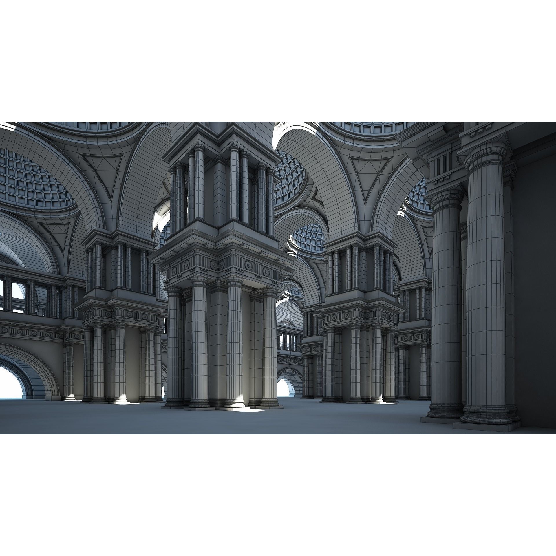 Doric Hall 3D Model – Classical Interior with V-Ray Textures, FBX - View 17