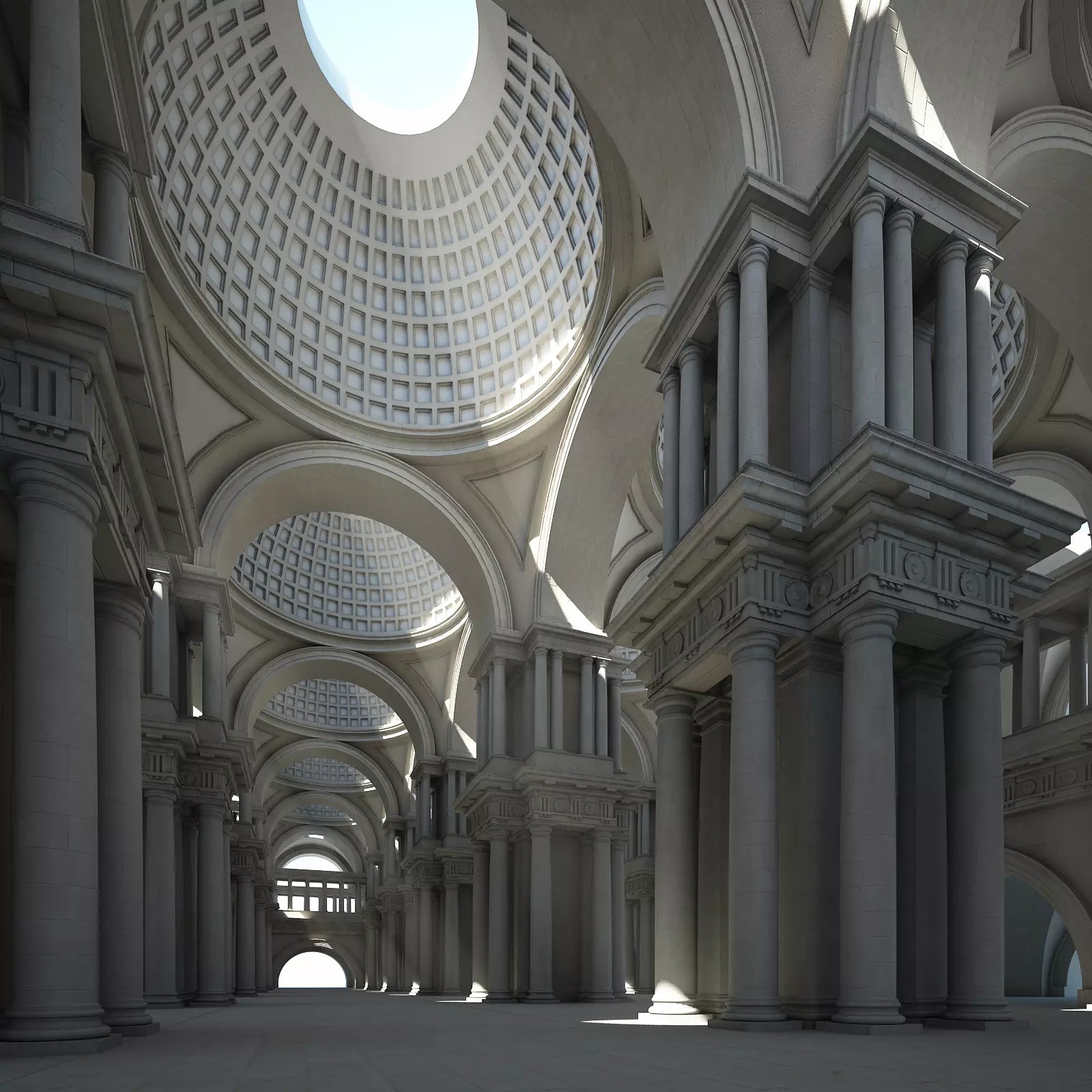 Doric Hall 3D Model – Classical Interior with V-Ray Textures, FBX - View 2