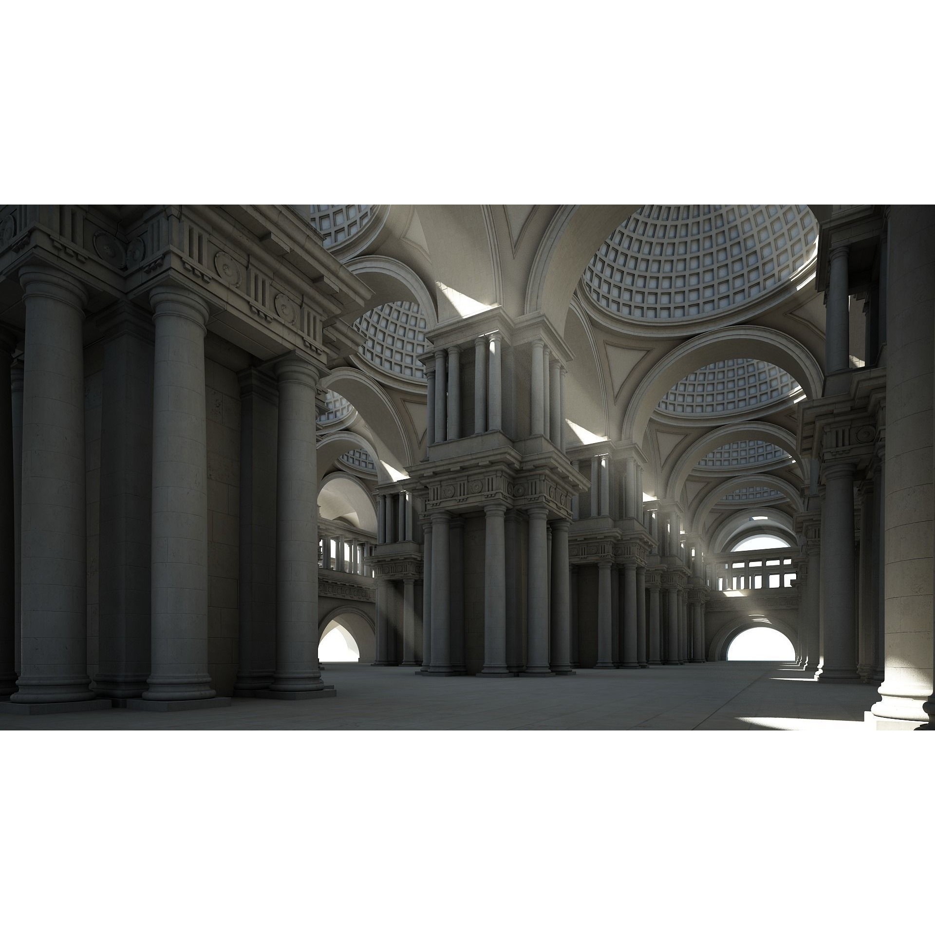 Doric Hall 3D Model – Classical Interior with V-Ray Textures, FBX - View 3