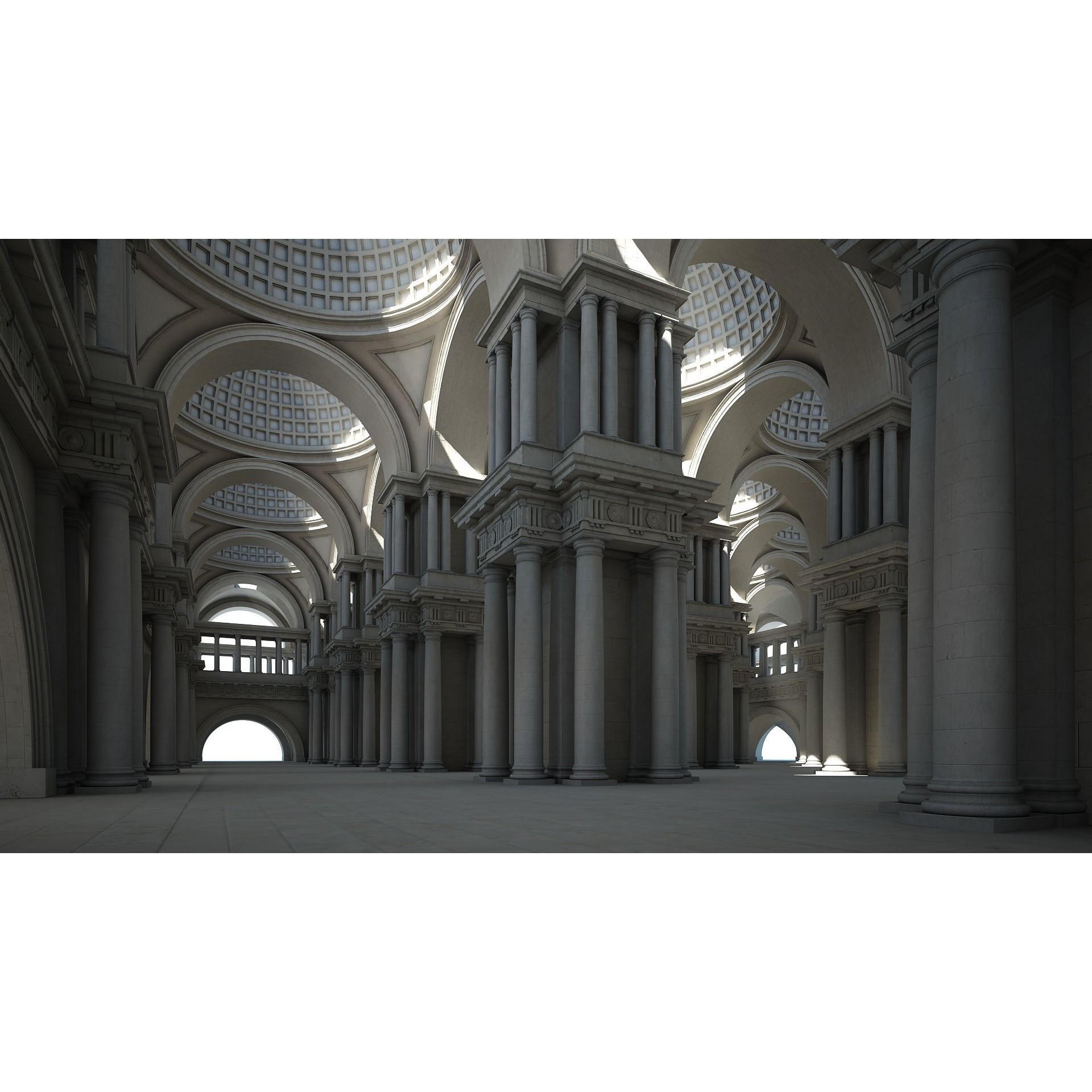 Doric Hall 3D Model – Classical Interior with V-Ray Textures, FBX - View 4