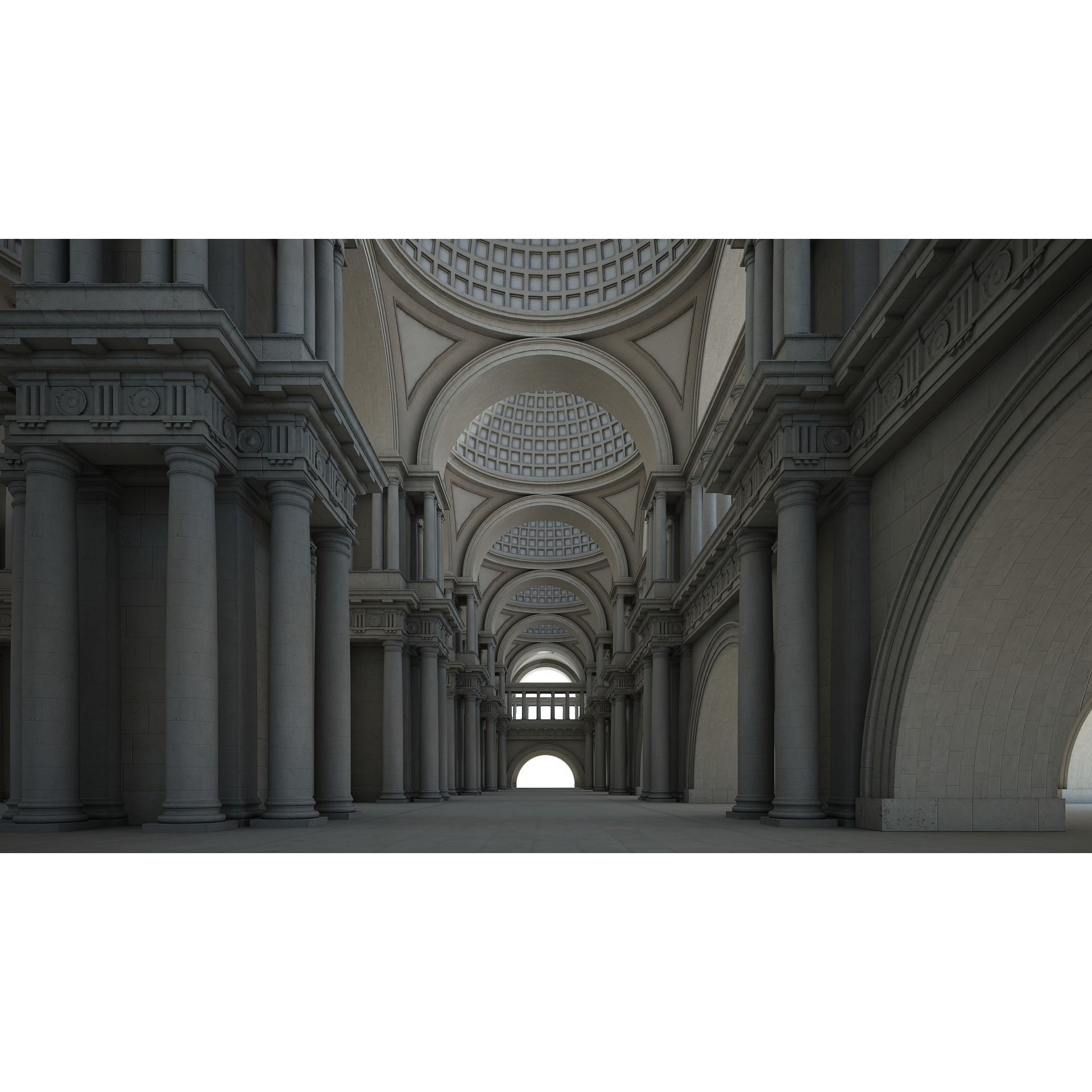 Doric Hall 3D Model – Classical Interior with V-Ray Textures, FBX - View 5