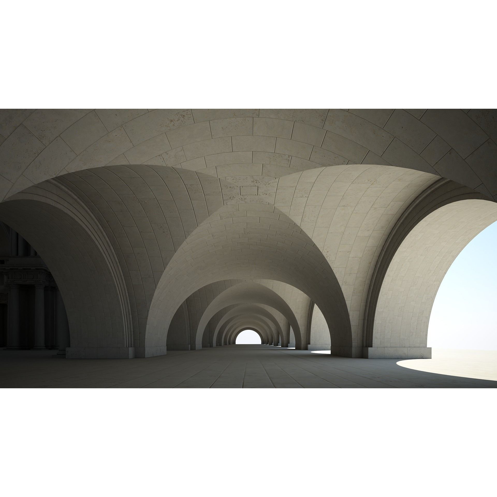 Doric Hall 3D Model – Classical Interior with V-Ray Textures, FBX - View 6