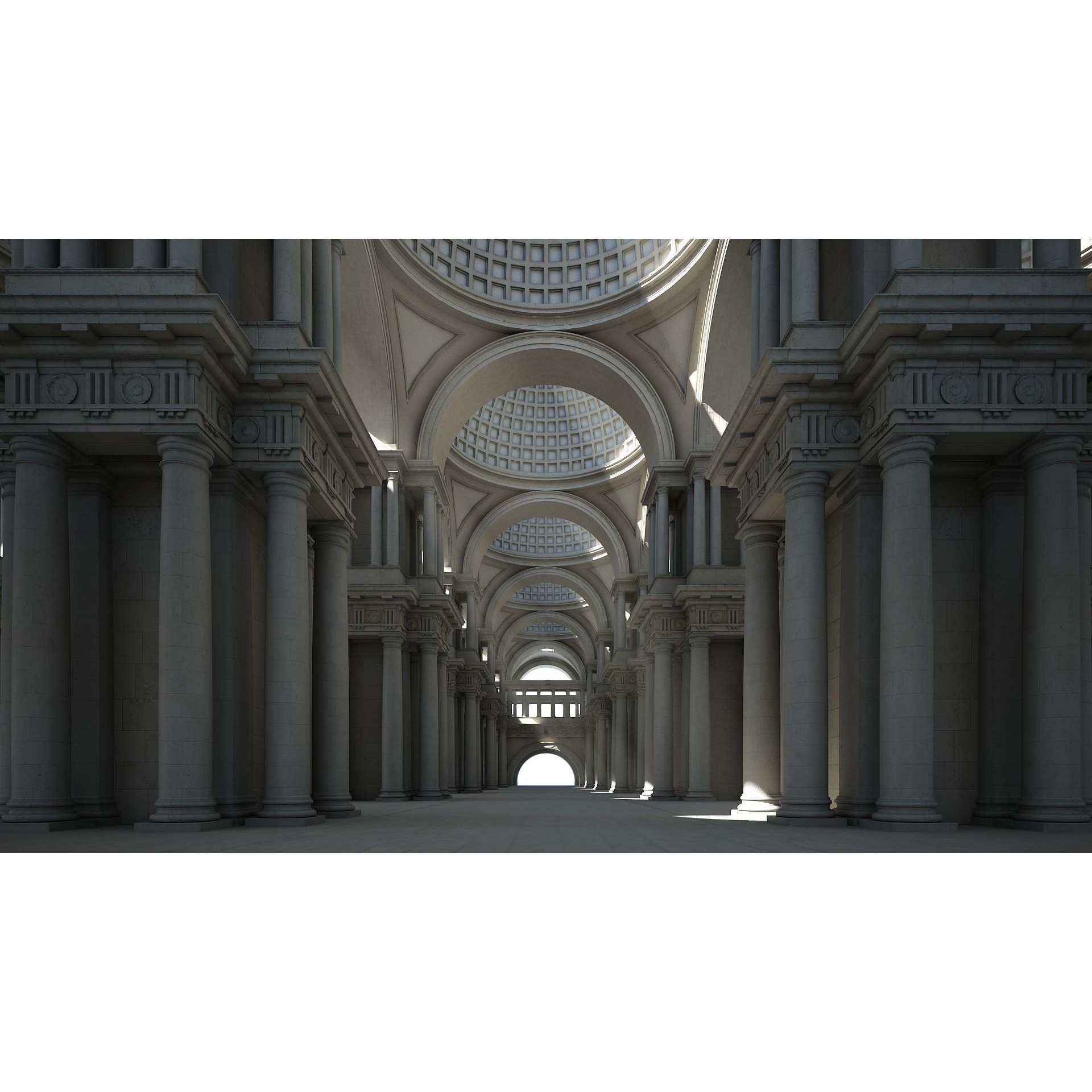 Doric Hall 3D Model – Classical Interior with V-Ray Textures, FBX - View 7