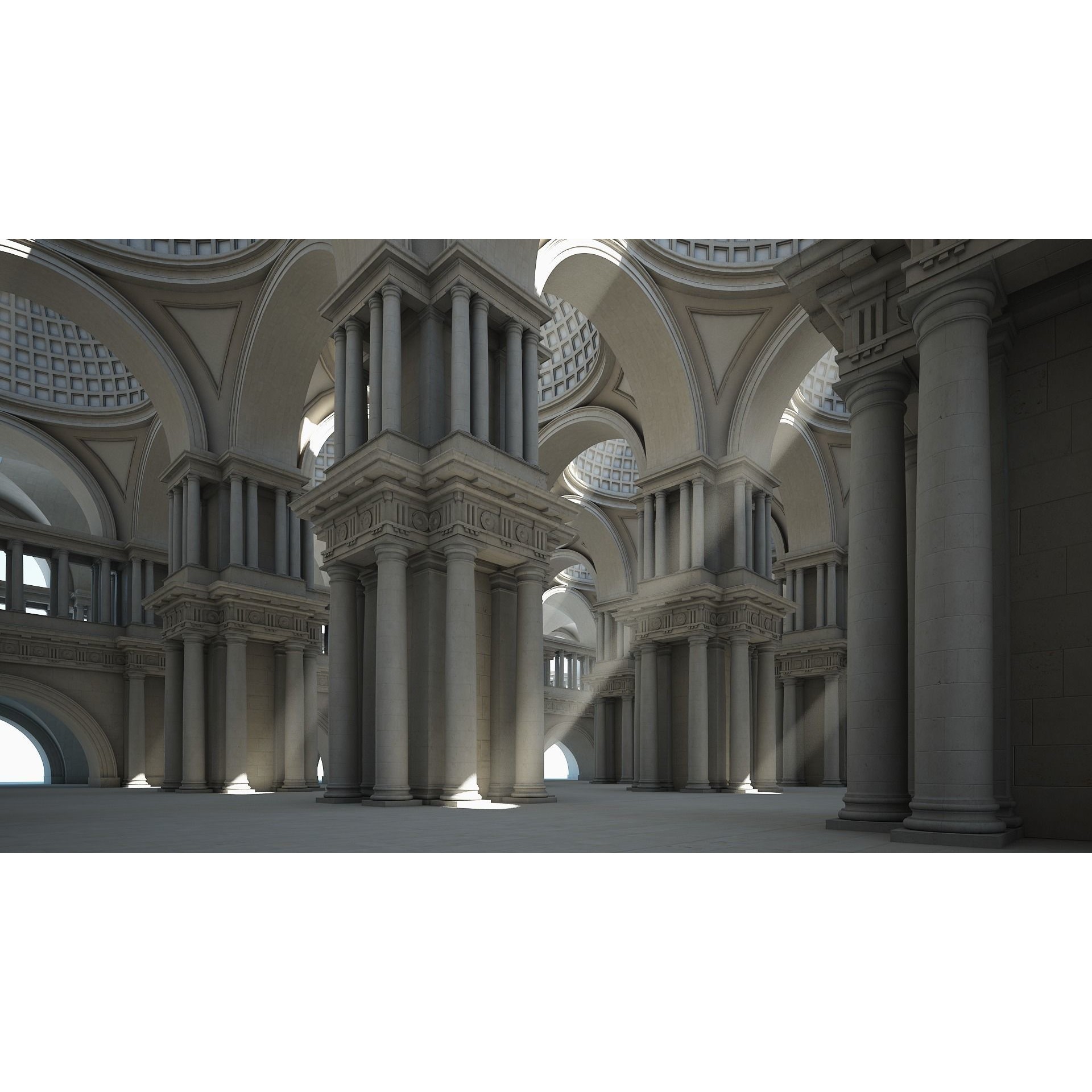 Doric Hall 3D Model – Classical Interior with V-Ray Textures, FBX - View 8