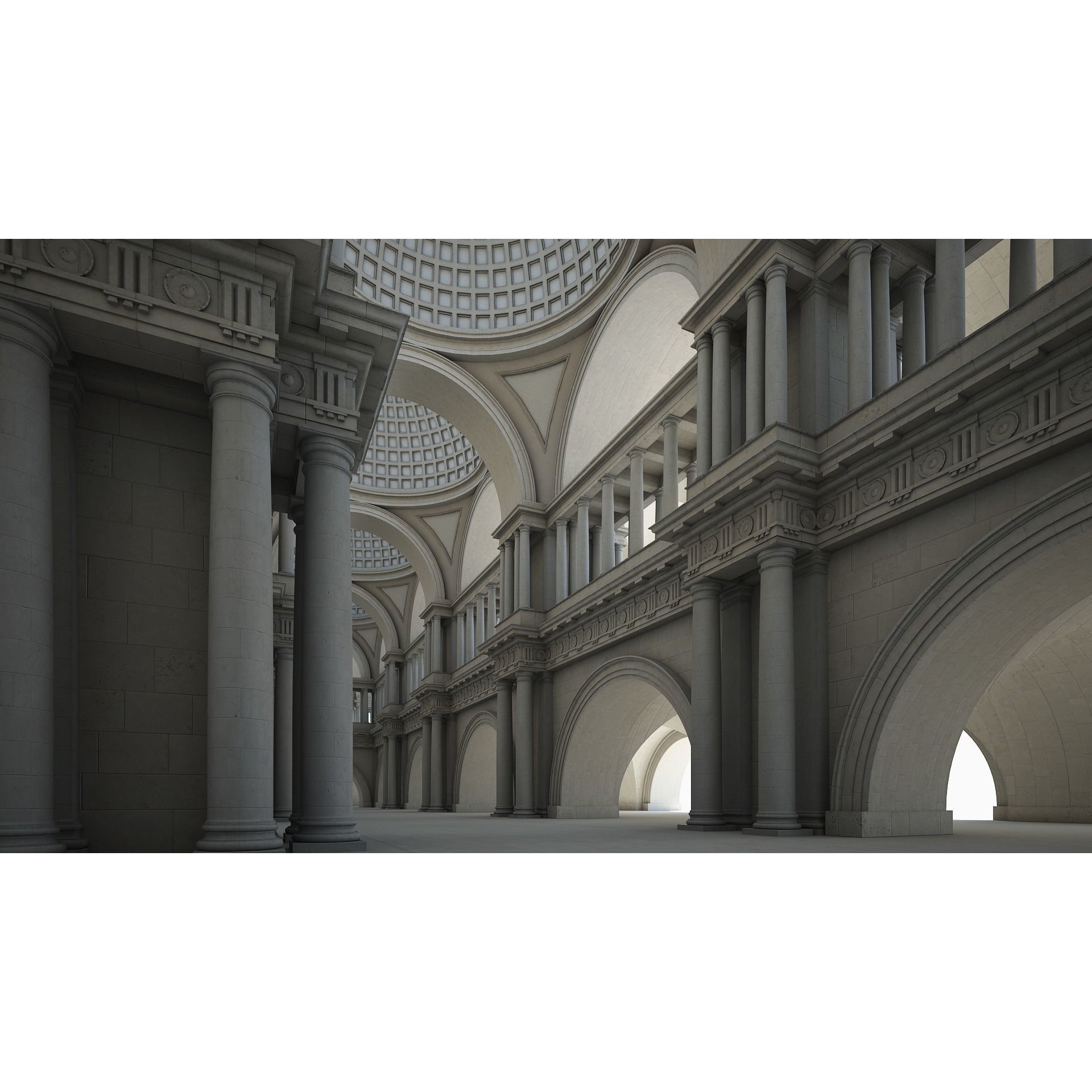 Doric Hall 3D Model – Classical Interior with V-Ray Textures, FBX - View 9