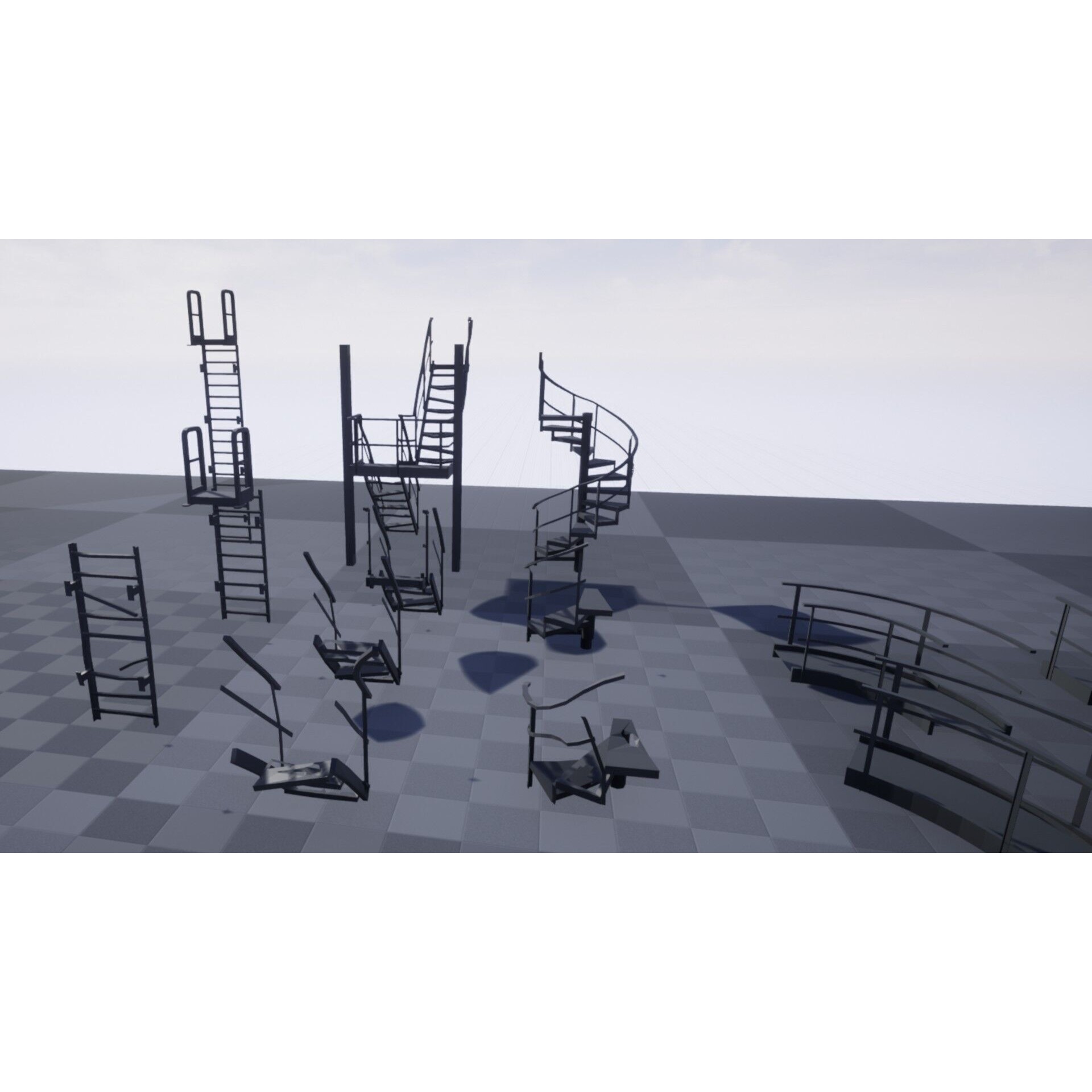 Low Stairs 3D Model – Low Poly Industrial Fixture with PBR Textures - View 14