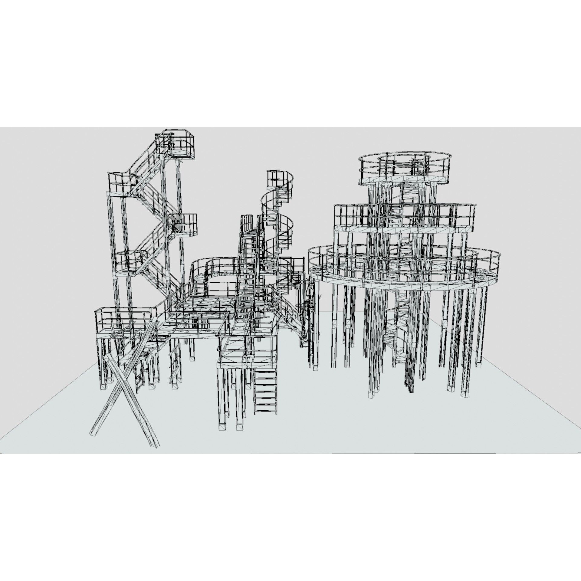 Low Stairs 3D Model – Low Poly Industrial Fixture with PBR Textures - View 15