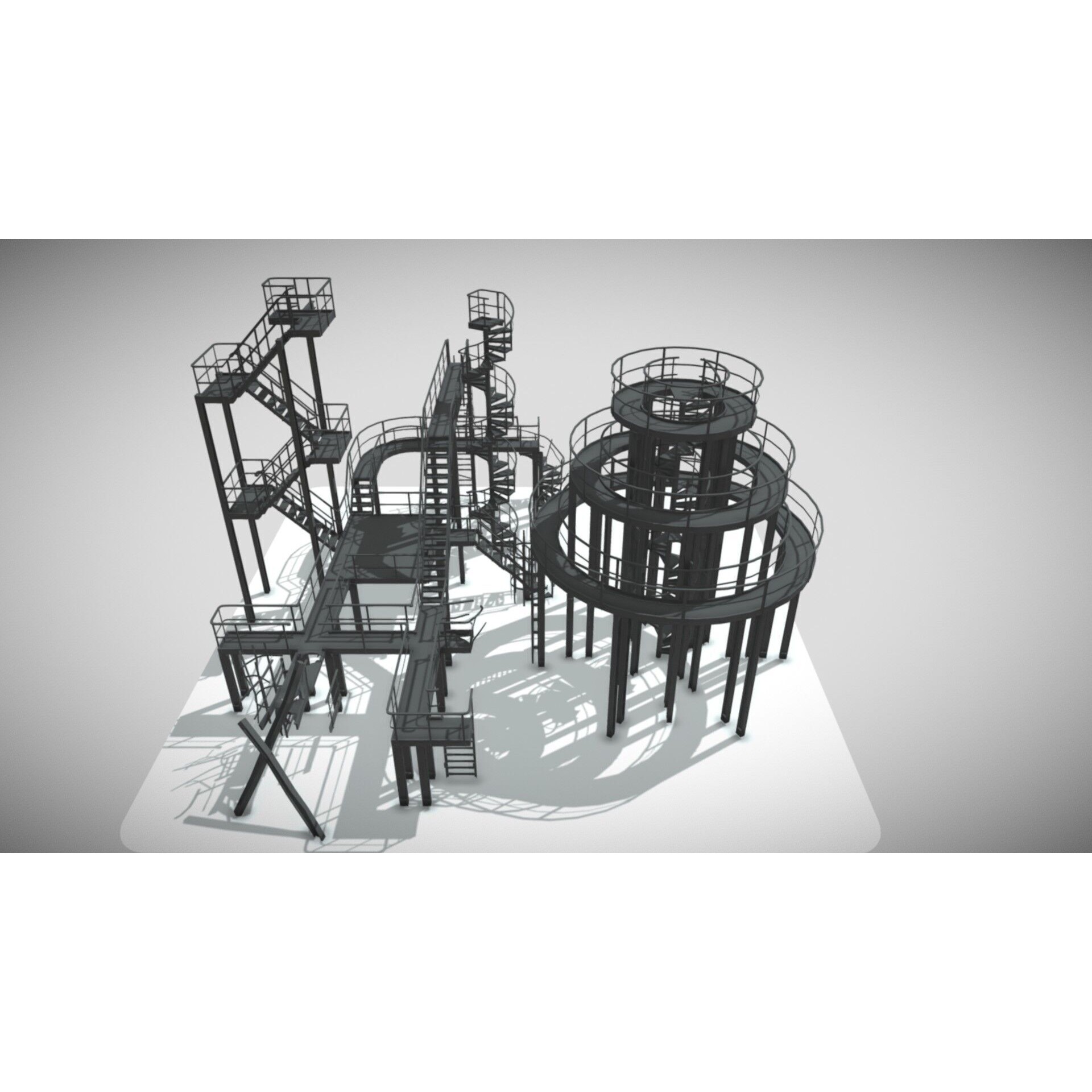 Low Stairs 3D Model – Low Poly Industrial Fixture with PBR Textures - View 4